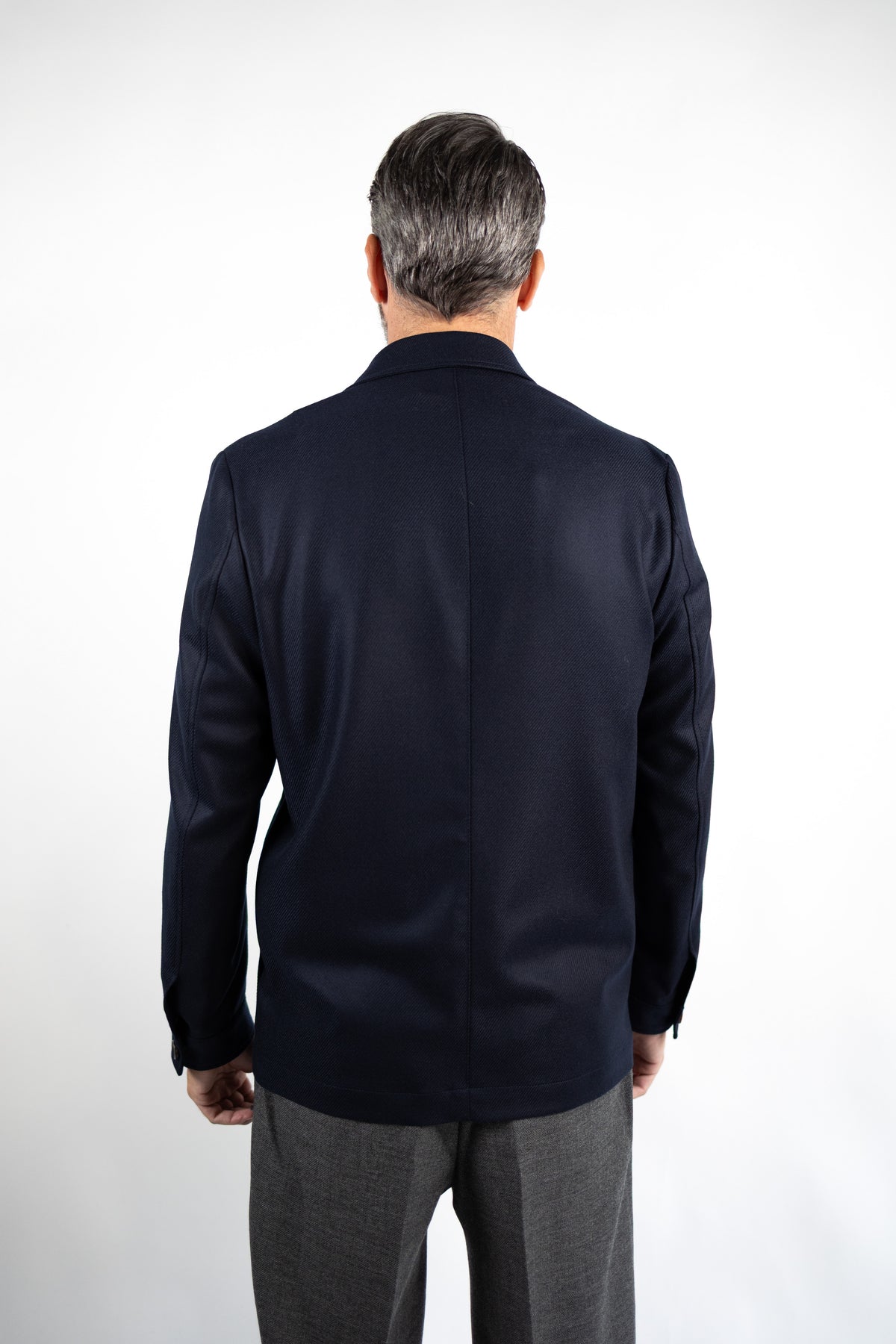 OVERSHIRT IN LANA VERGINE & SETA DREAM TWEED LORO PIANA BLU LUIGI BIANCHI.