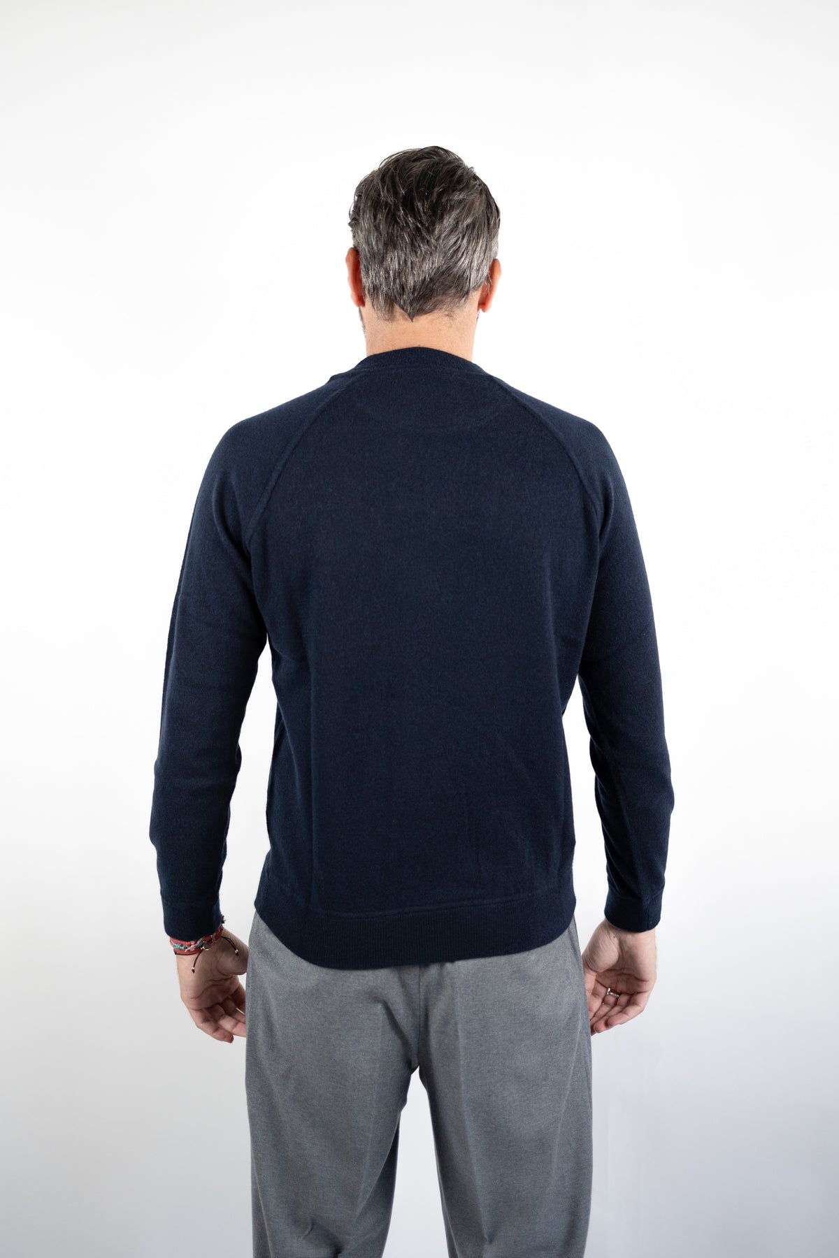 GIROCOLLO TAGLIO FELPA MNANICA RAGLAN 100% CASHMERE BLU NAVY DELLA CIANA