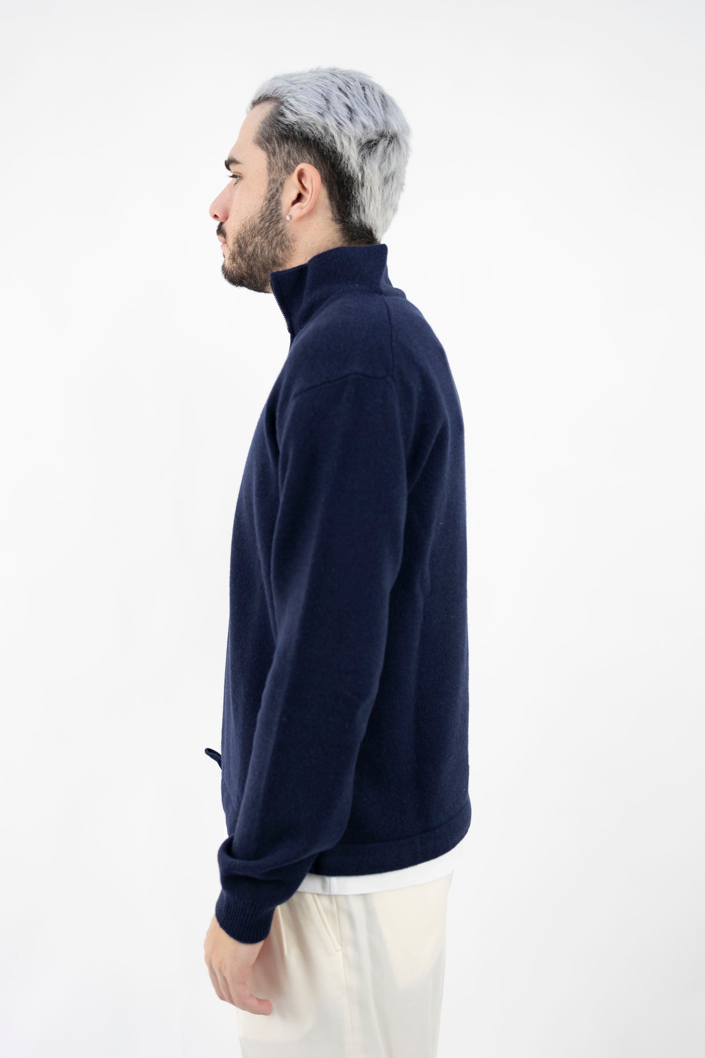 LUPETTO CON ZIP BLU NOTTE DF0041 023 DANIELE FIESOLI