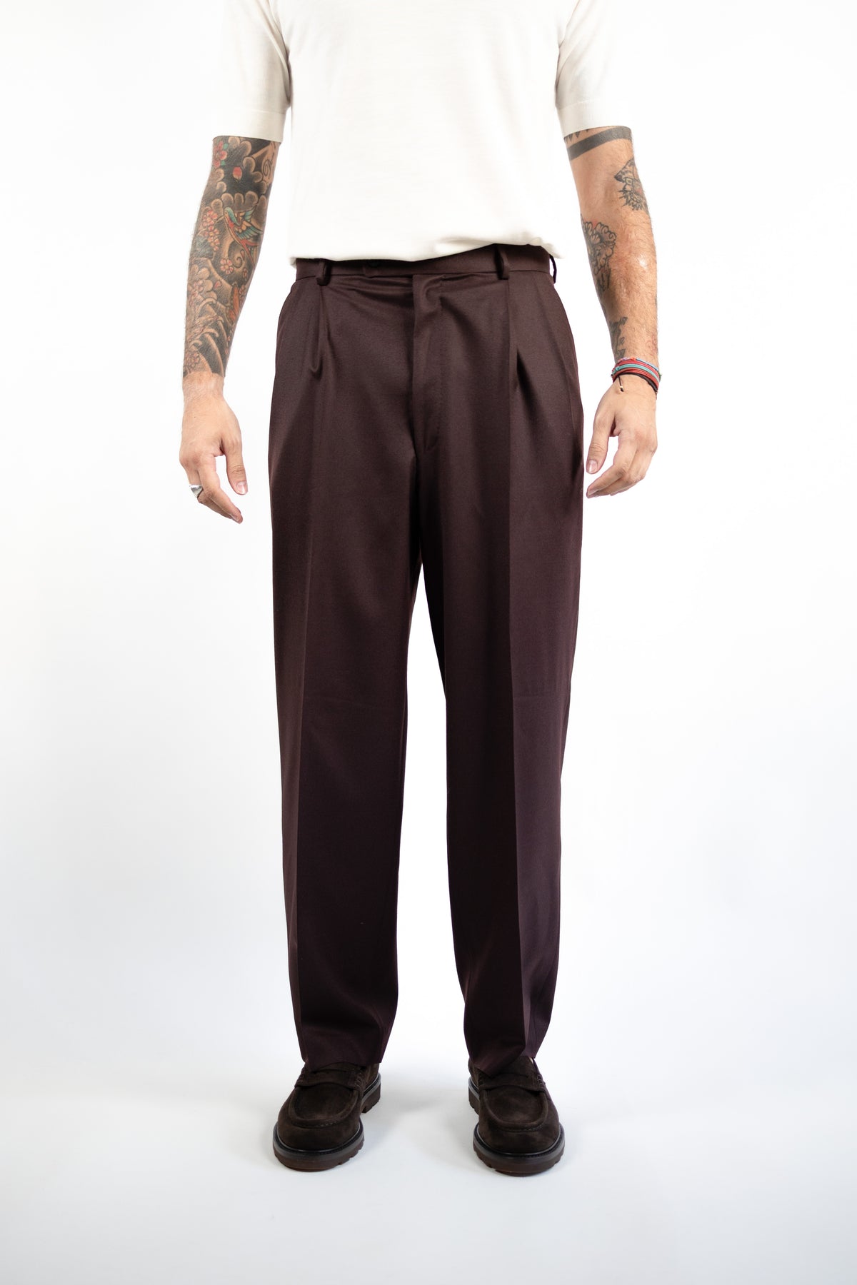PANTALONE DOPPIA PINCES GAMBA LARGA GABRIELE PASINI