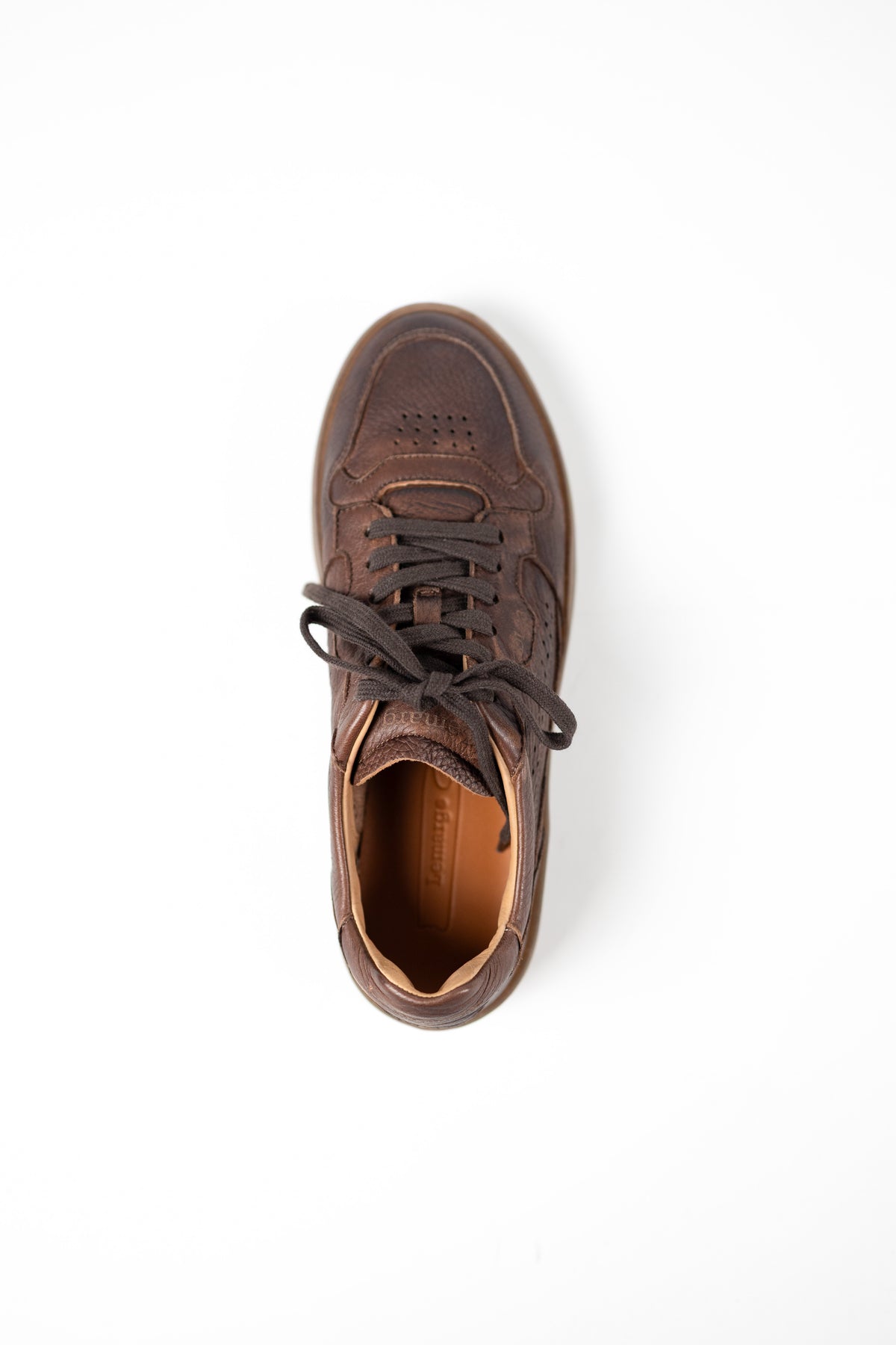 SNEAKERS IN PELLE DI CERVO MARRONE LEMARGO