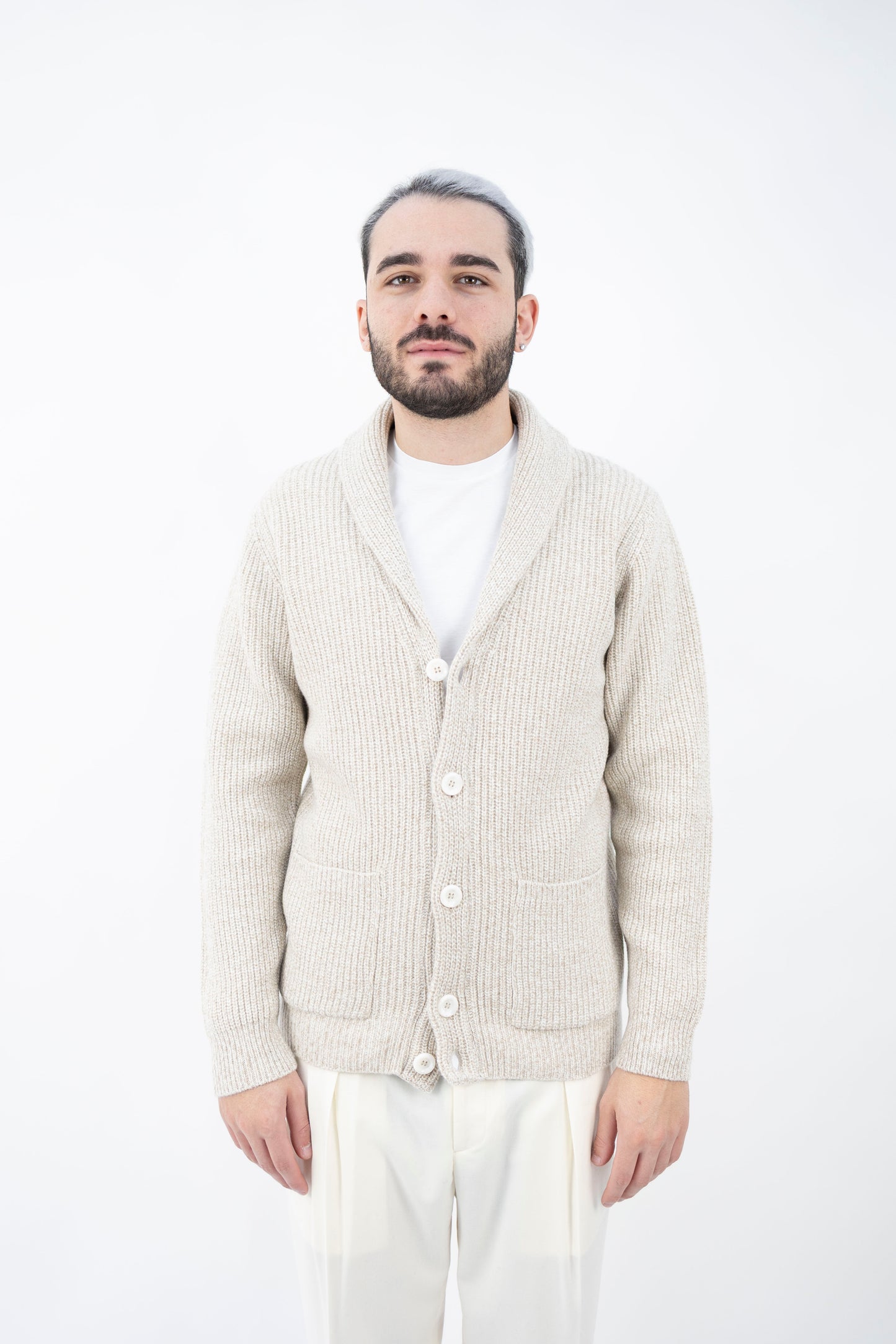 CARDIGAN IN LANA PANNA DF0084 076 DANIELE FIESOLI