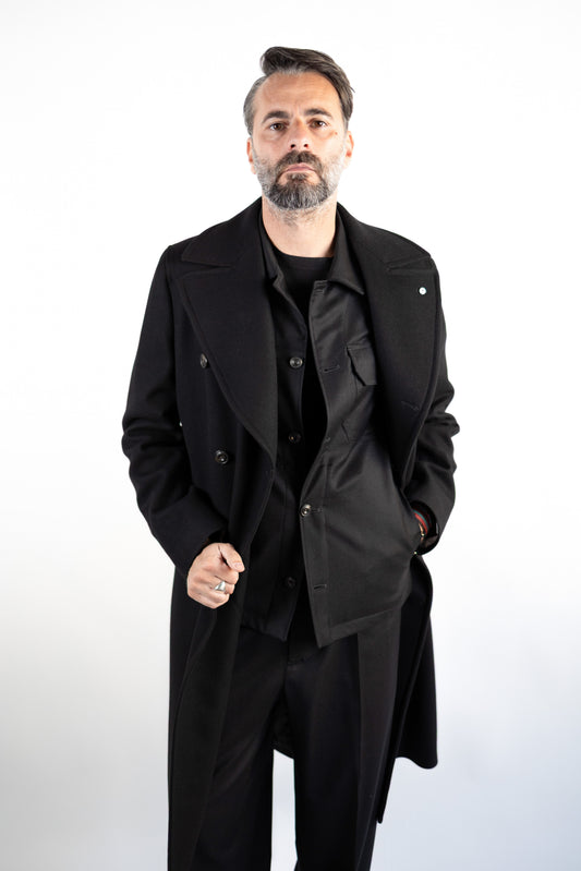 CAPPOTTO DOPPIOPETTO IN LANA & CASHMERE NERO L.B.M