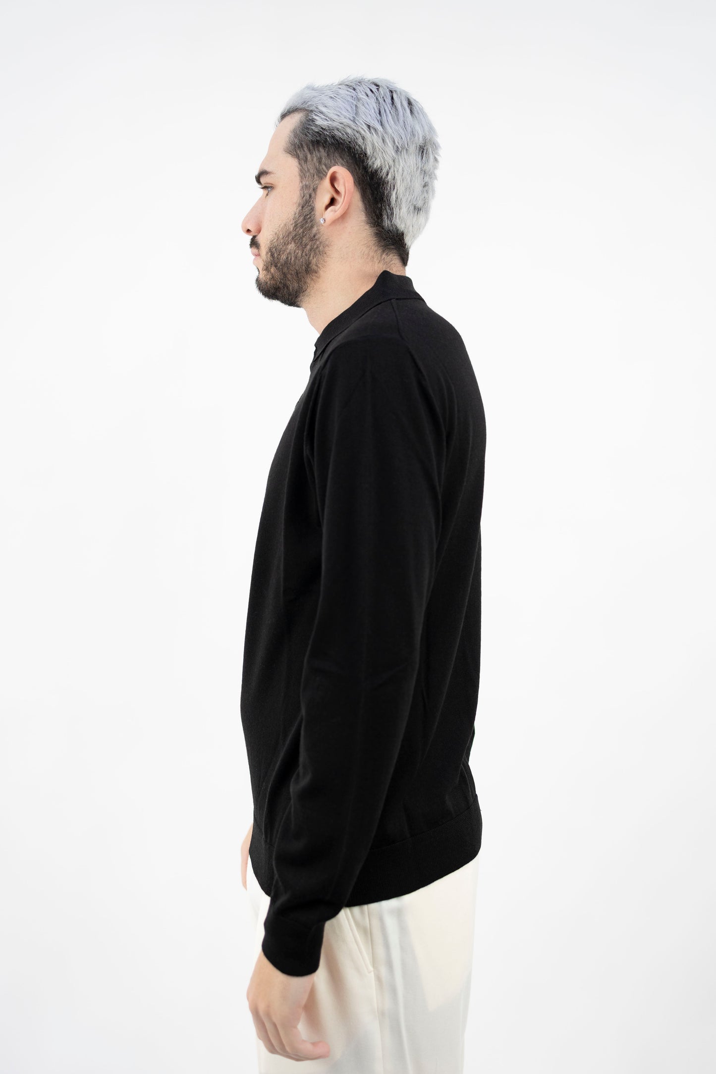 POLO IN LANA EXTRAFINE NERO DF0026 013 DANIELE FIESOLI