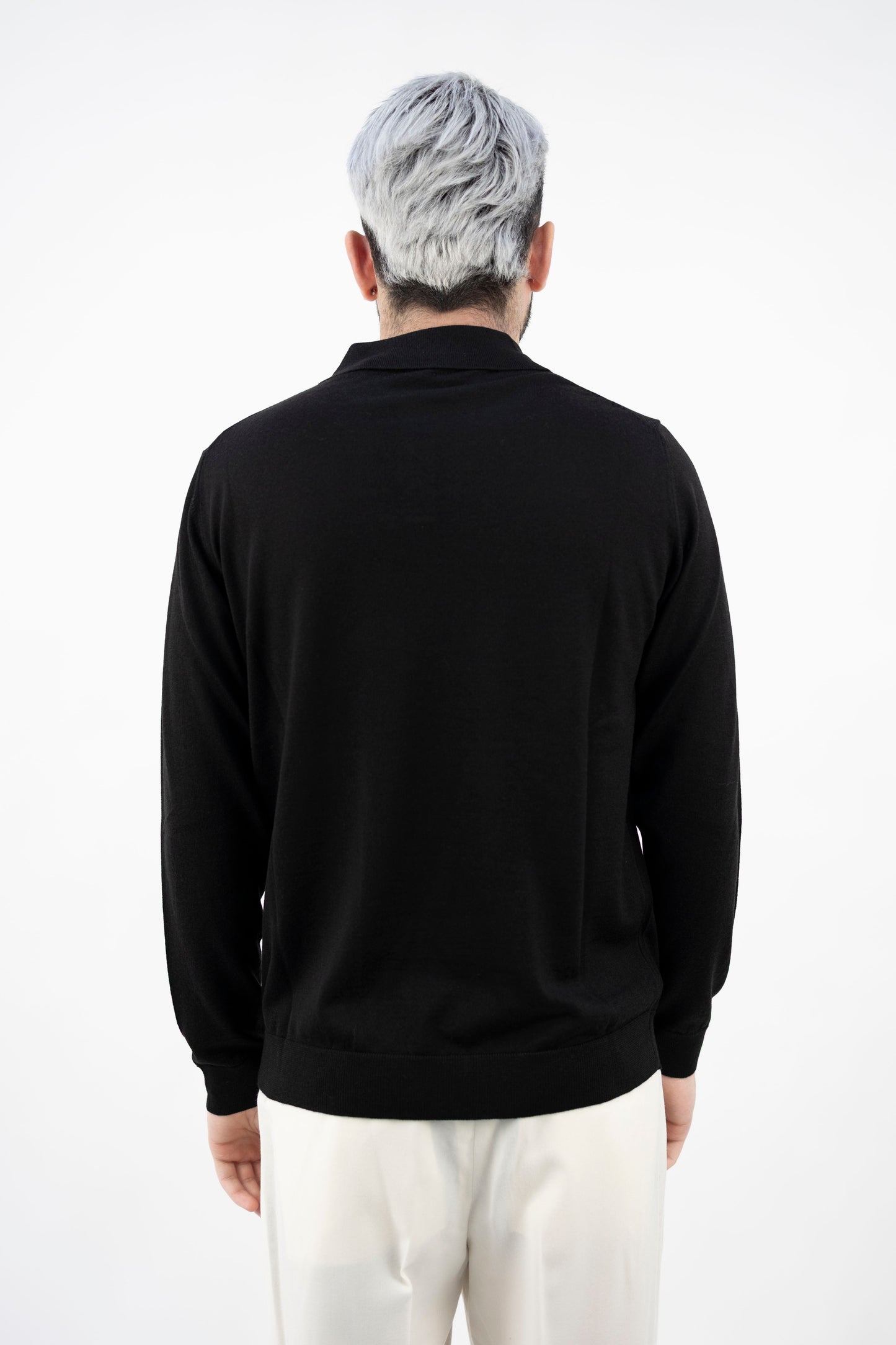 POLO IN LANA EXTRAFINE NERO DF0026 013 DANIELE FIESOLI