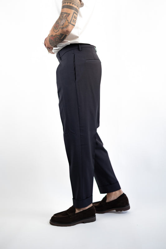 PANTALONE CHIAIA FRESCO LANA NAVY BERWICH