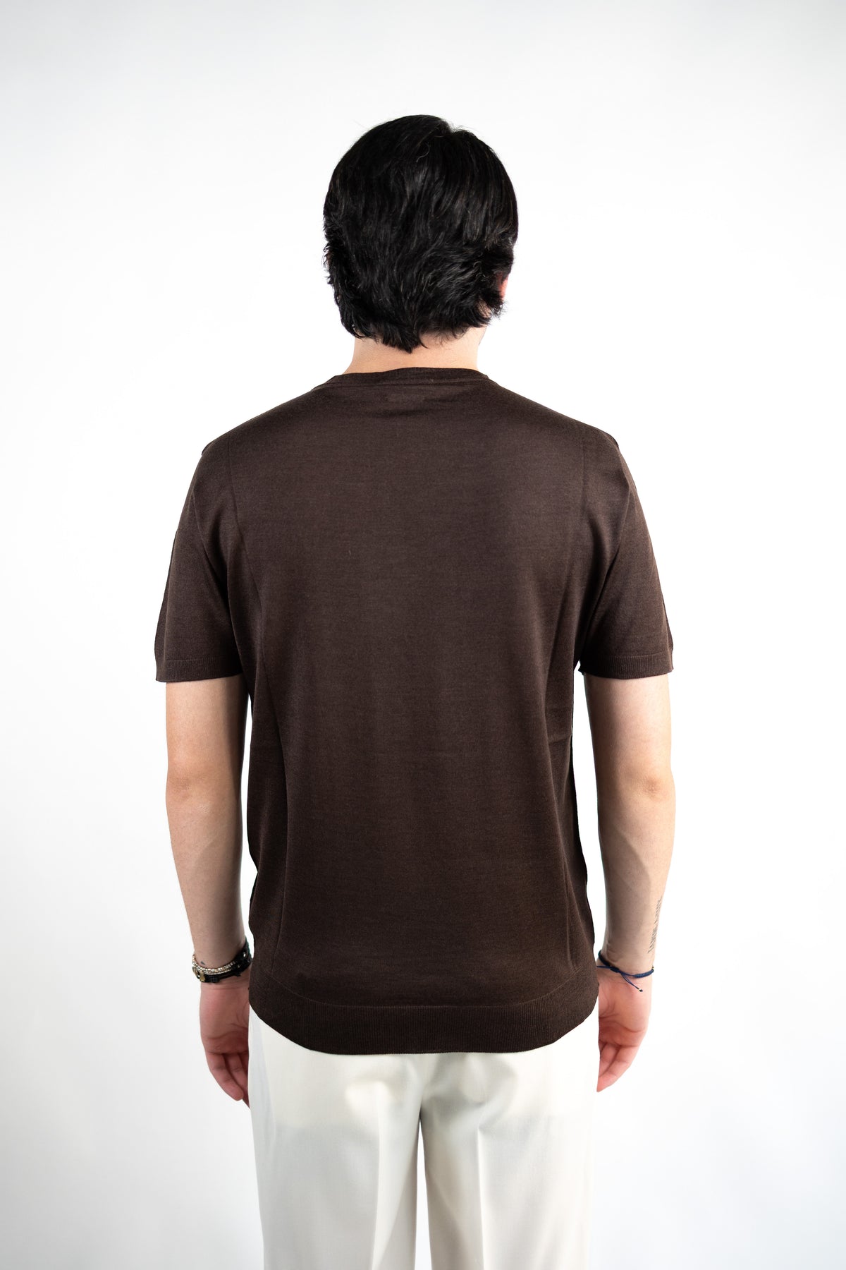 T-SHIRT GIROCOLLO IN LANA MERINO EXTRAFINE & SETA DANIELE FIESOLI
