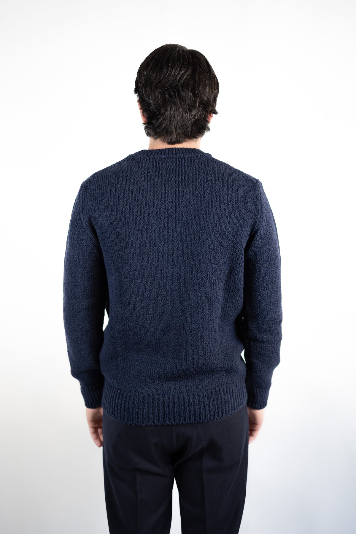 MAGLIA GIROCOLLO IN LANA MALFILE' BLU GRAN SASSO