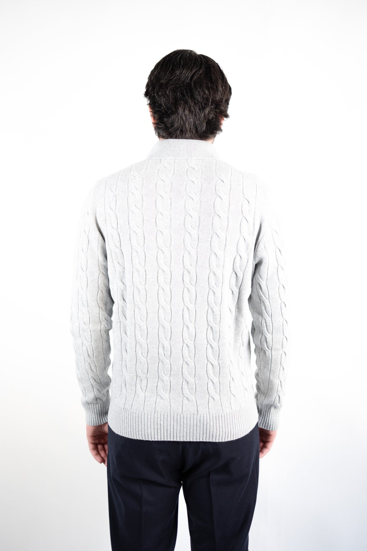 POLO IN LANA & CASHMERE TRECCE GRIGIA GRAN SASSO