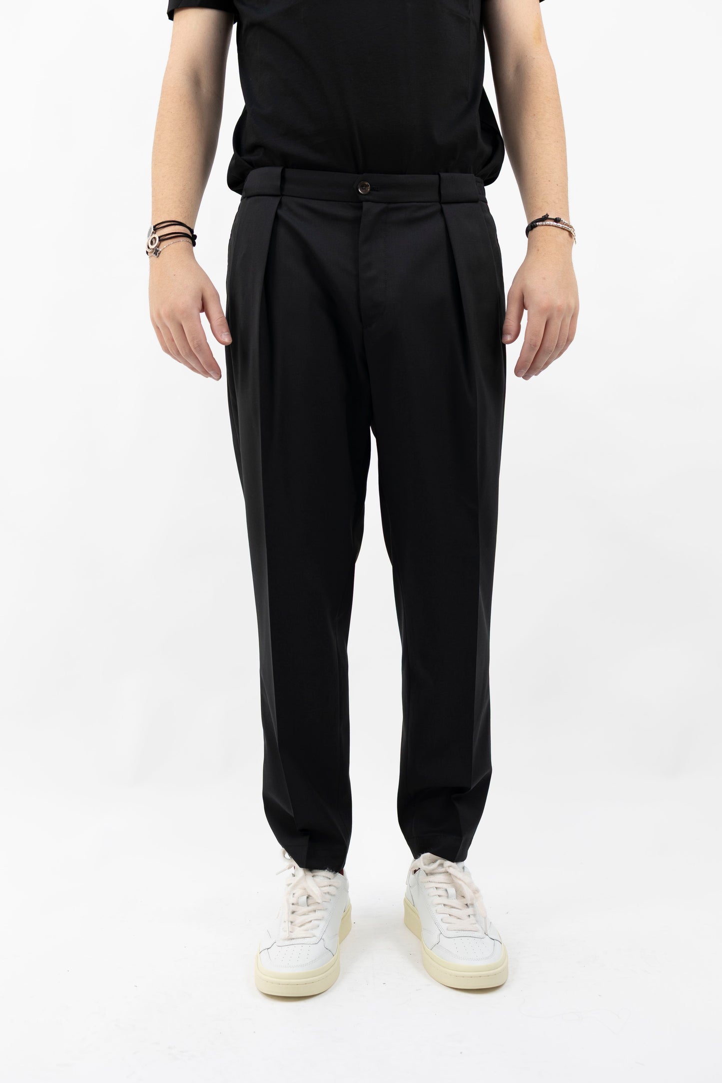 PANTALONE FRESCO LANA NERO PORTOBELLOSQD 400100 010 Quattro decimi BY Briglia