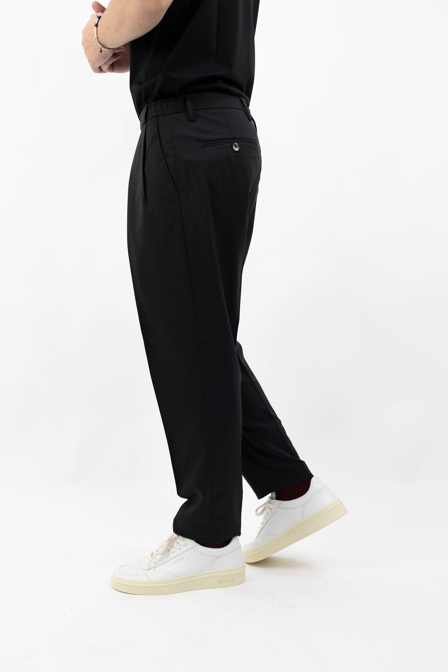 PANTALONE FRESCO LANA NERO PORTOBELLOSQD 400100 010 Quattro decimi BY Briglia