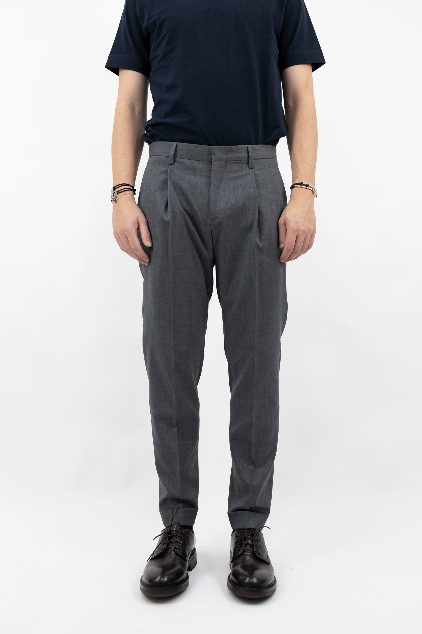 PANTALONE GRIGIO FRESCO LANA TIBERIOSQD 400100 070 Quattro decimi BY Briglia