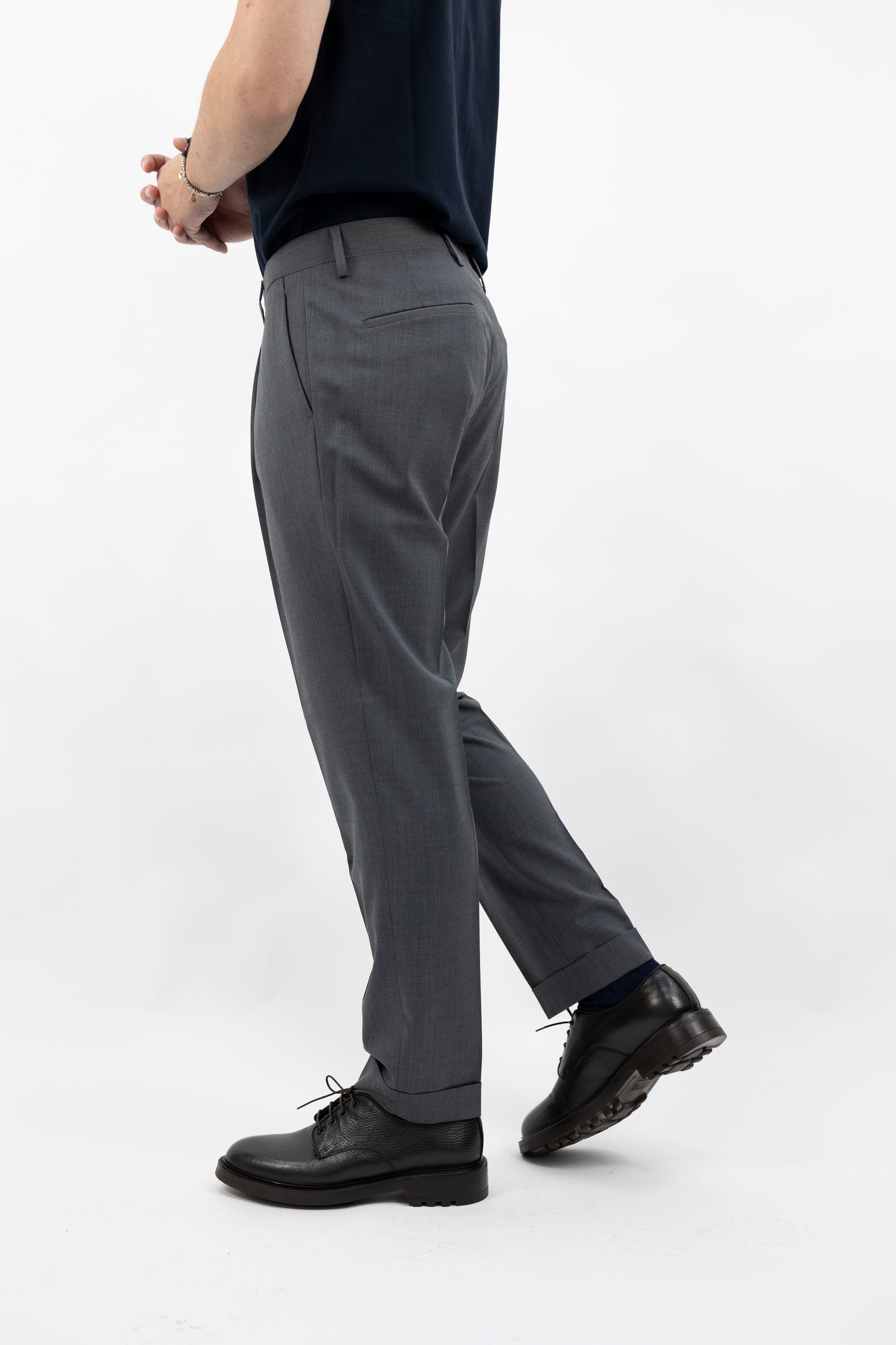 PANTALONE GRIGIO FRESCO LANA TIBERIOSQD 400100 070 Quattro decimi BY Briglia