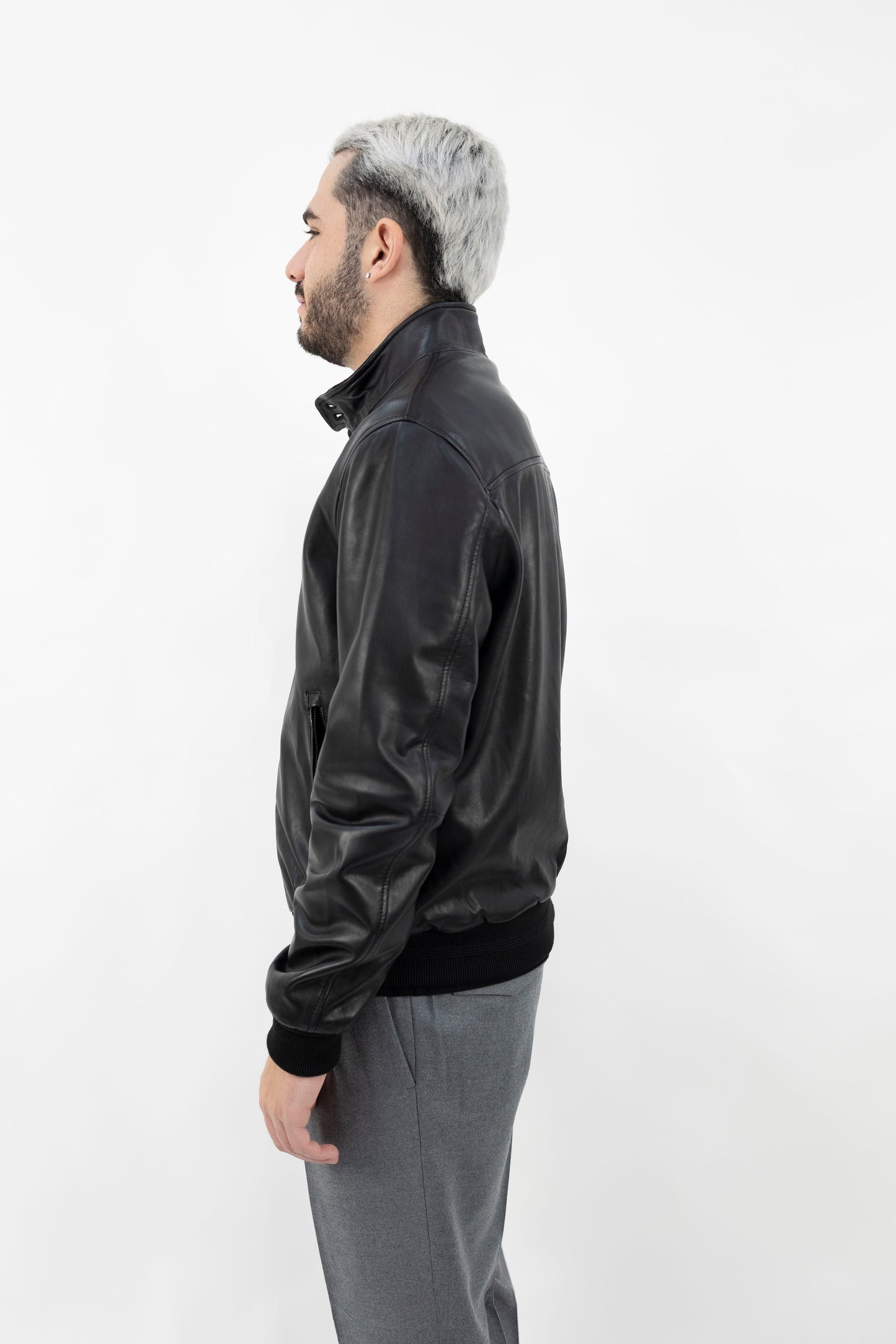 BOMBER IN PELLE NERO 5654 BLACK BULLY