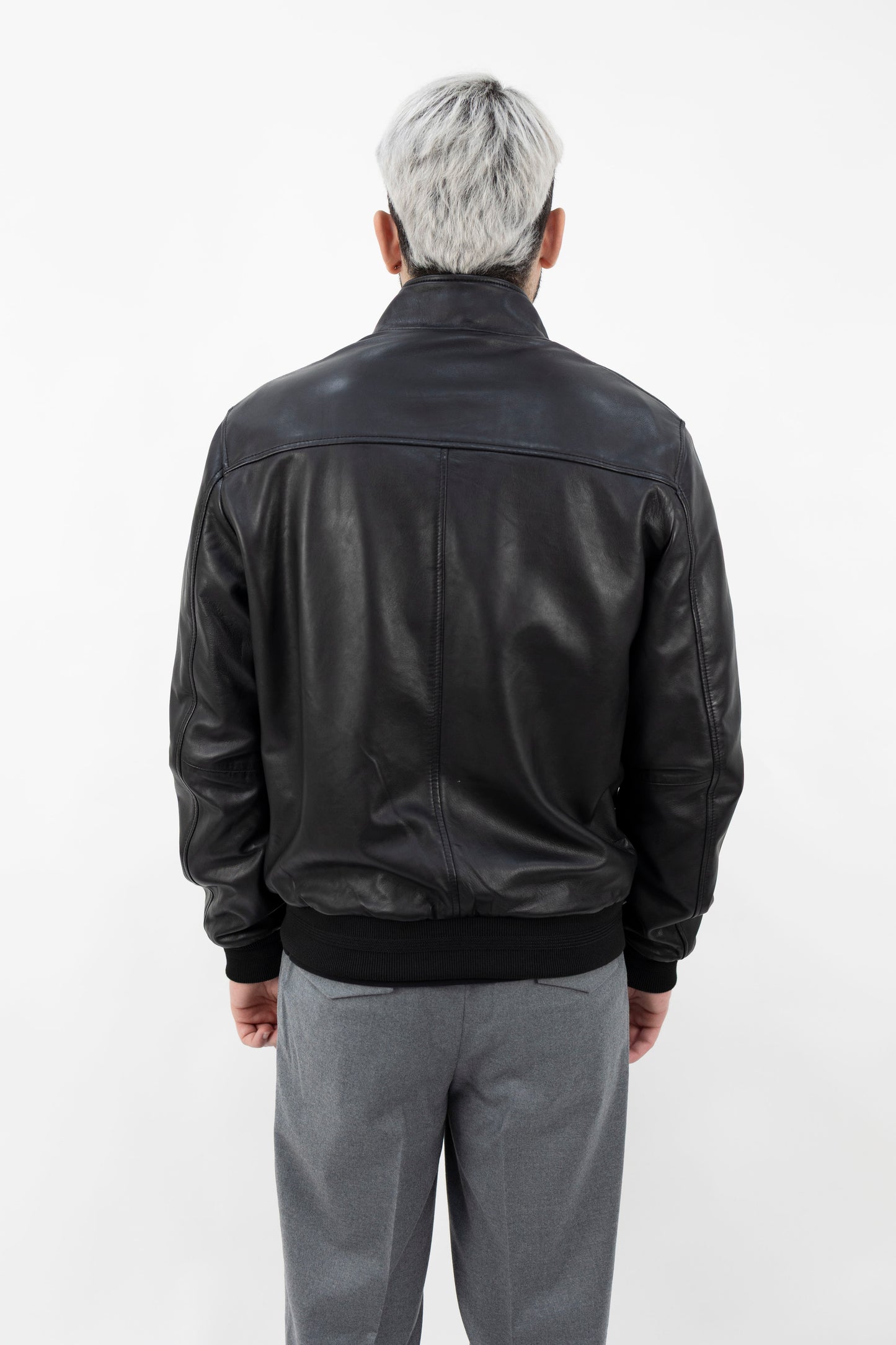 BOMBER IN PELLE NERO 5654 BLACK BULLY
