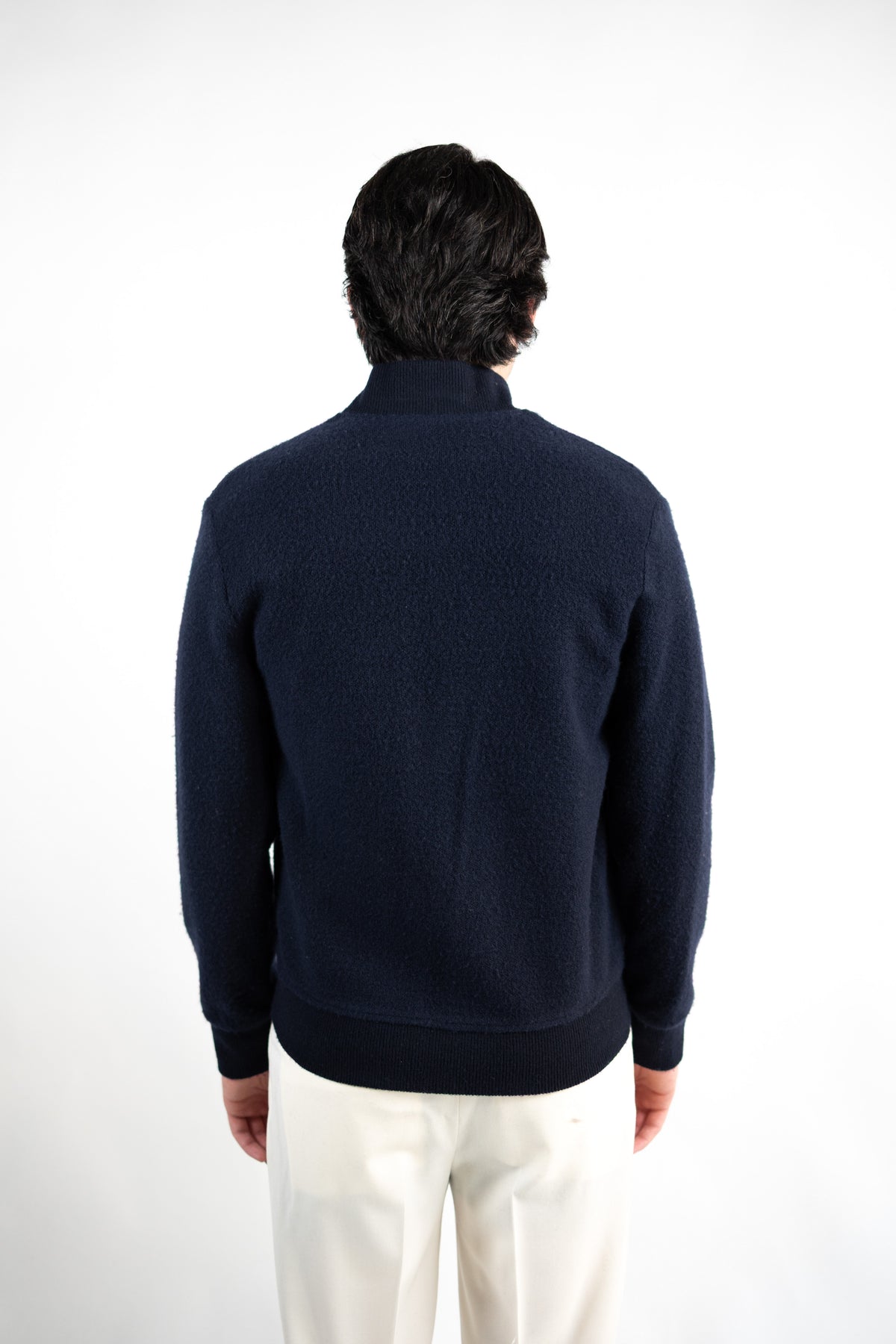 BOMBER ZIP IN LANA COTTA BLU CIRCOLO 1901