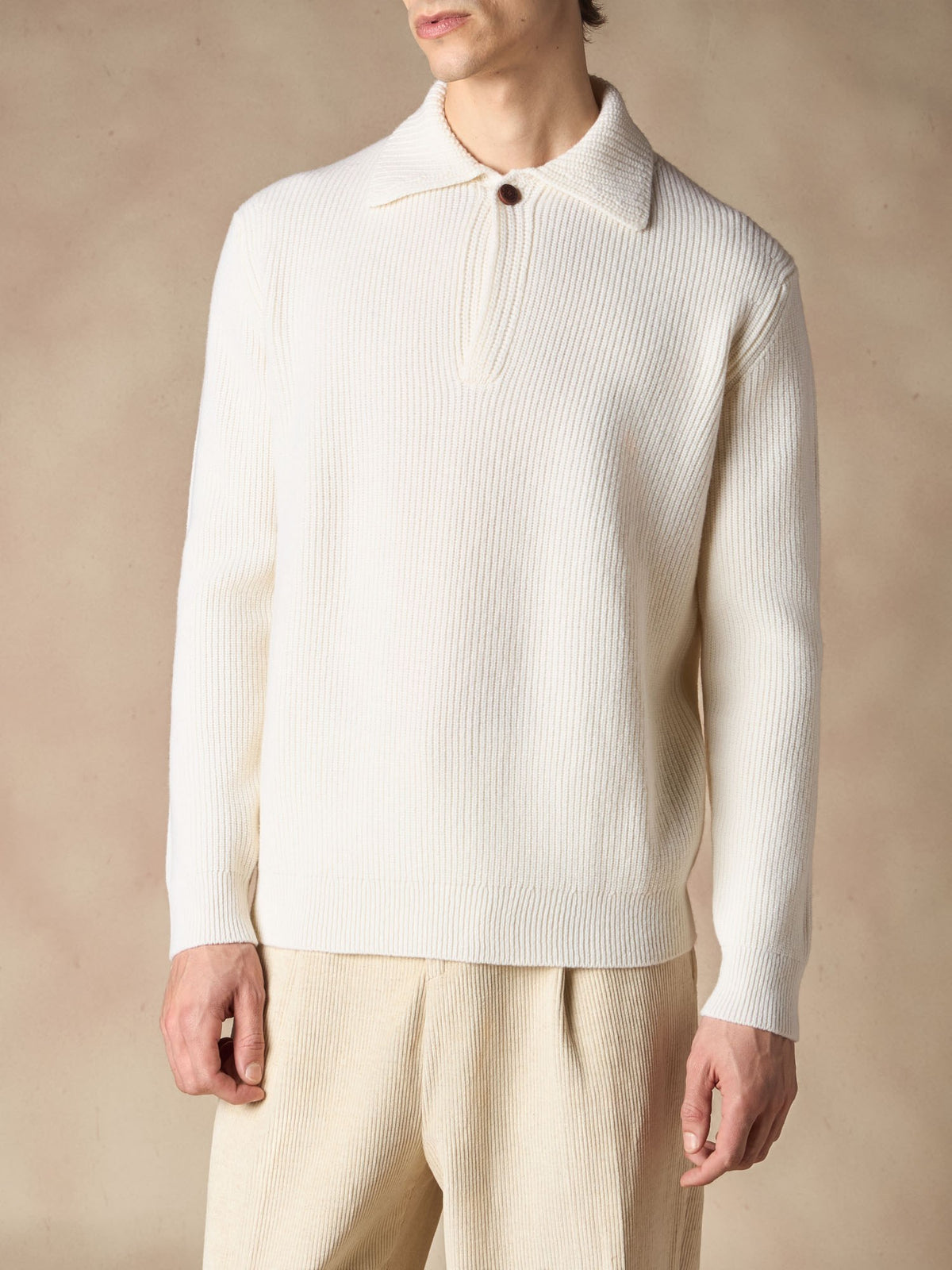 MAGLIA IN PURA LANA CON COLLO A POLO WHITE BALLANTYNE