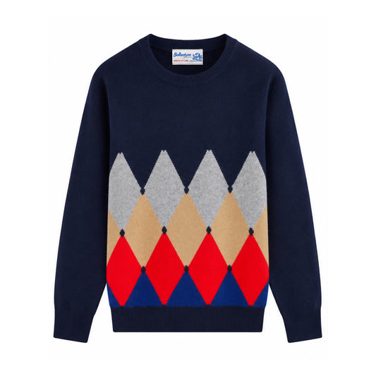 MAGLIA GIROCOLLO DIAMOND IN 100% CASHMERE NAVY BALLANTYNE