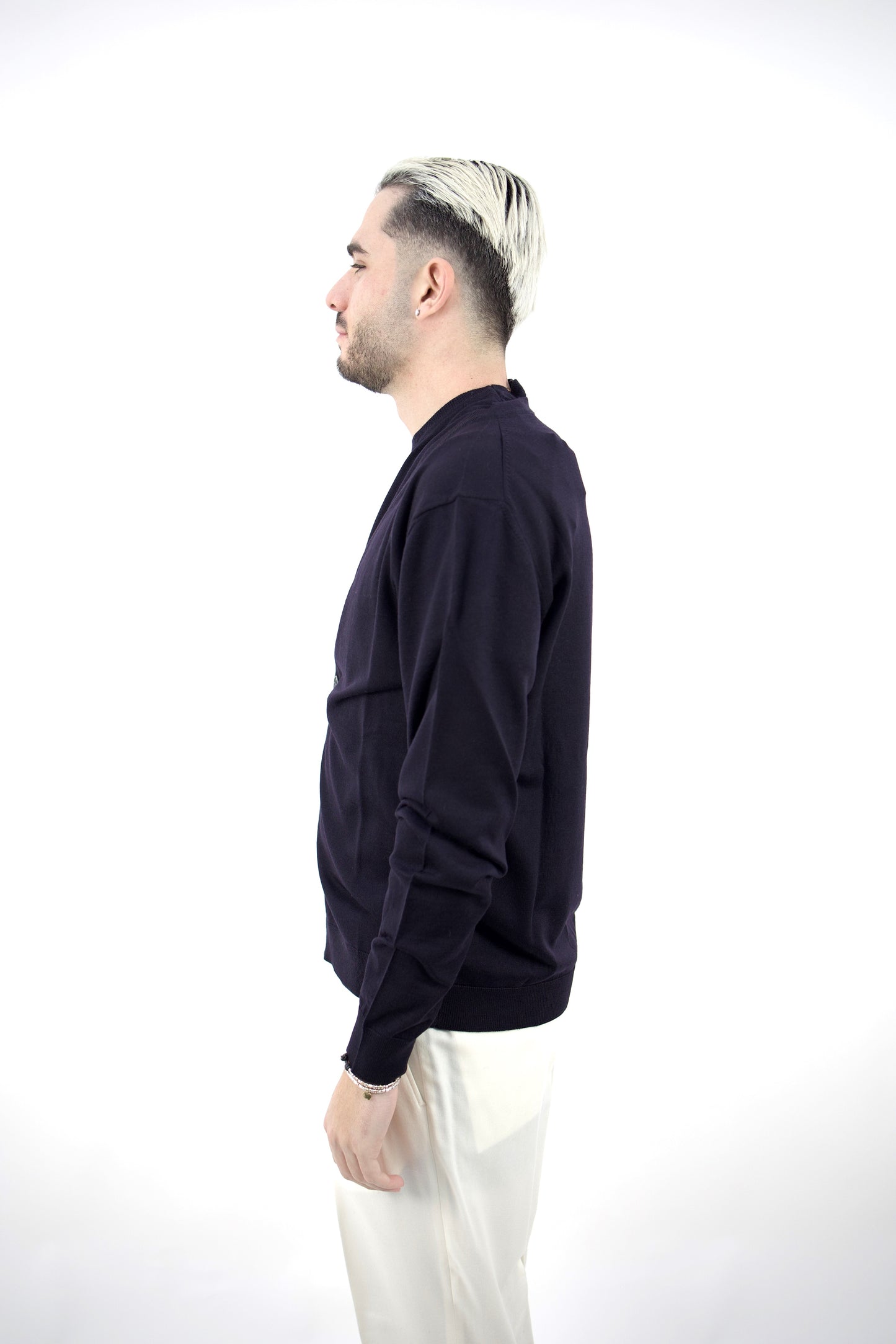 CARDIGAN IN LANA BLU NOTTE DF0024 023 DANIELE FIESOLI