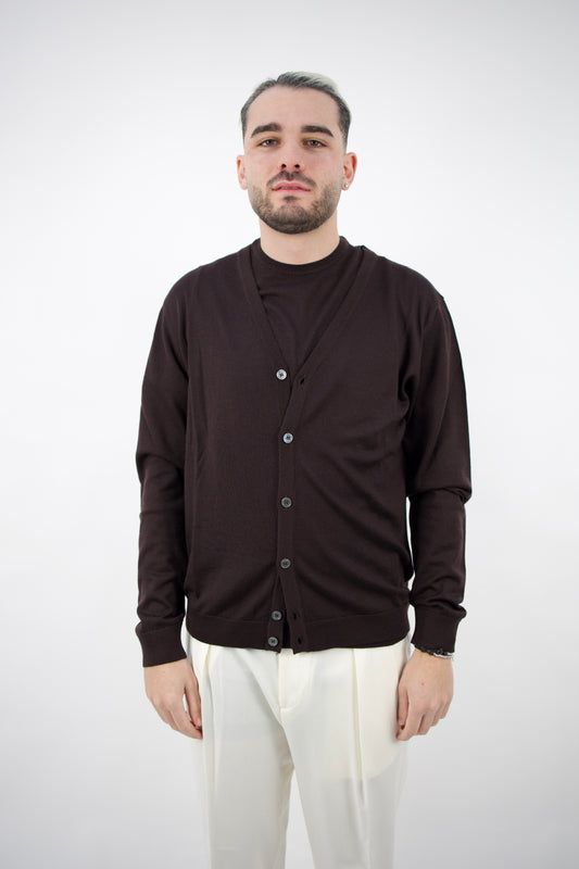 CARDIGAN IN LANA CACAO DF0024 032 DANIELE FIESOLI