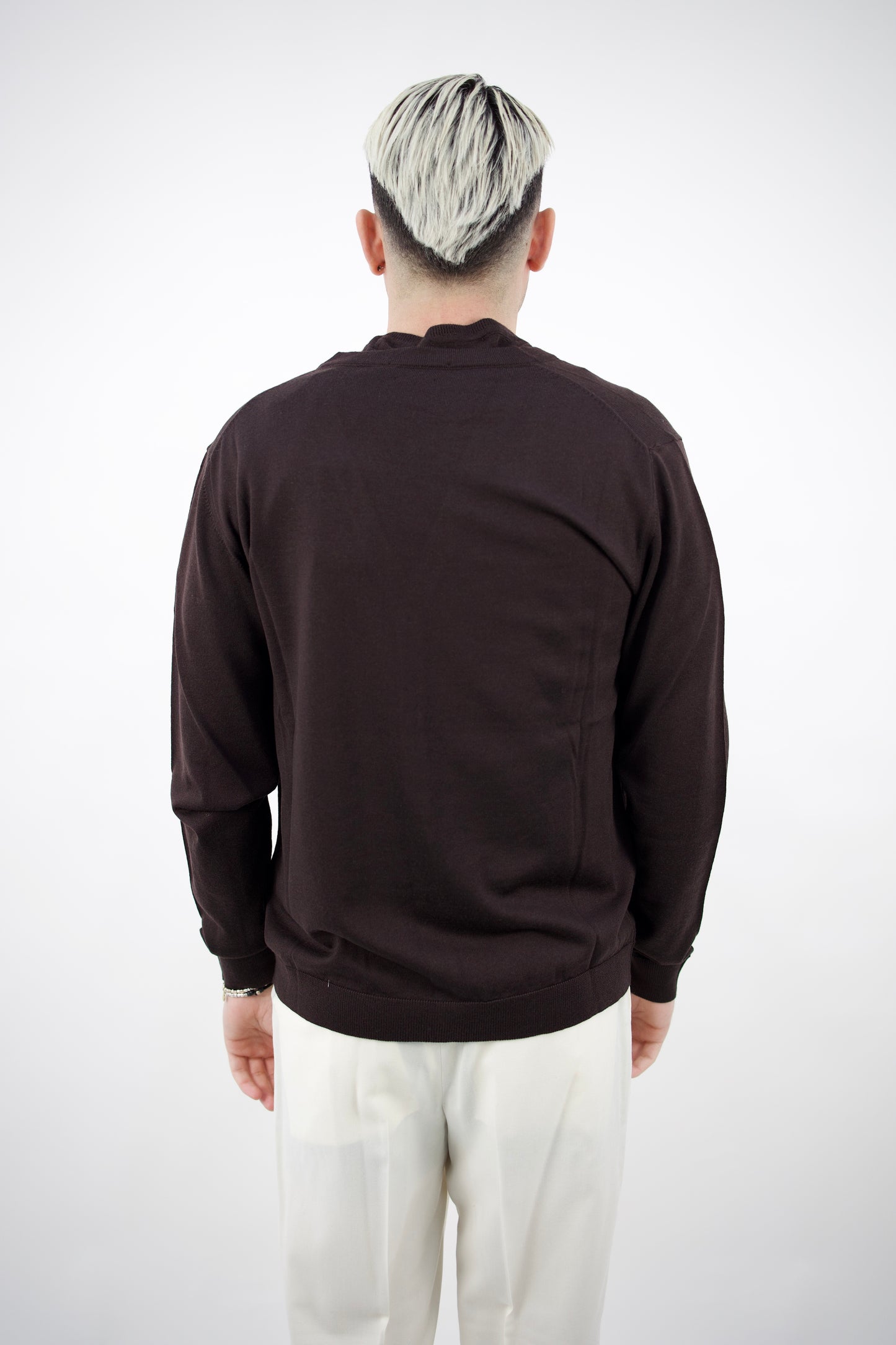 CARDIGAN IN LANA CACAO DF0024 032 DANIELE FIESOLI