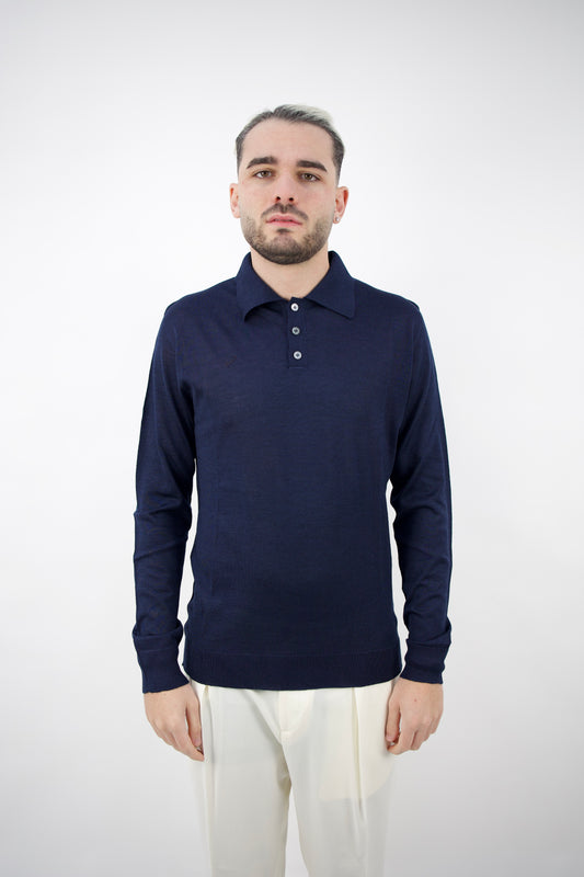 POLO MISTO SETA BLU  SE0228 023 DANIELE FIESOLI