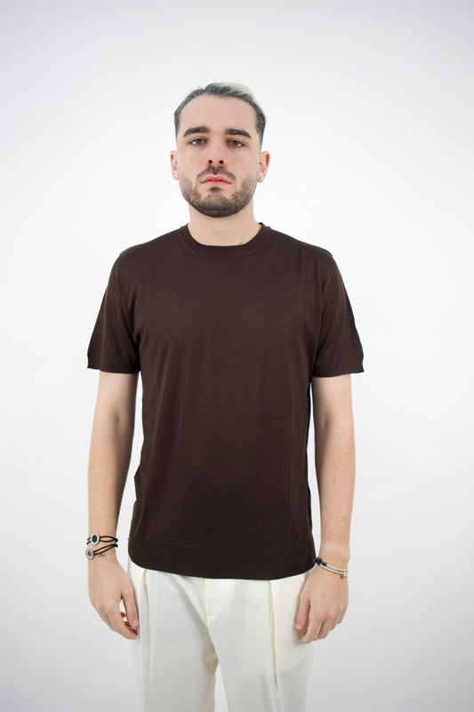 T-SHIRT MISTO SETA MOKA SE0227 033 DANIELE FIESOLI