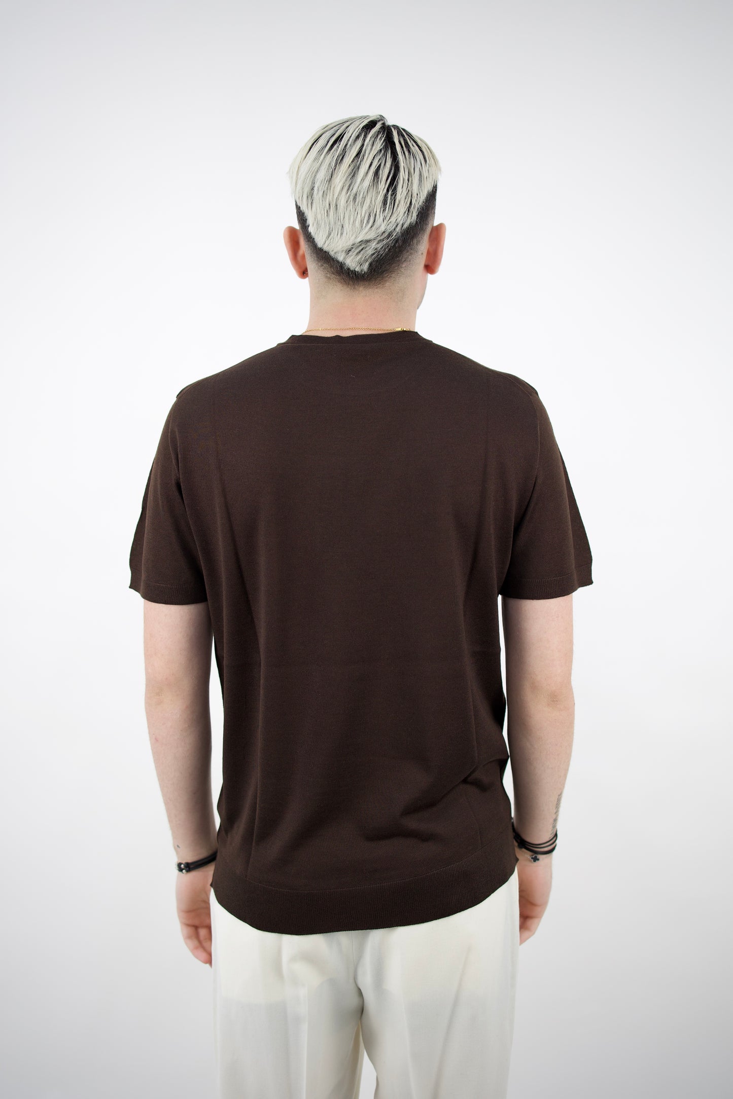 T-SHIRT MISTO SETA MOKA SE0227 033 DANIELE FIESOLI