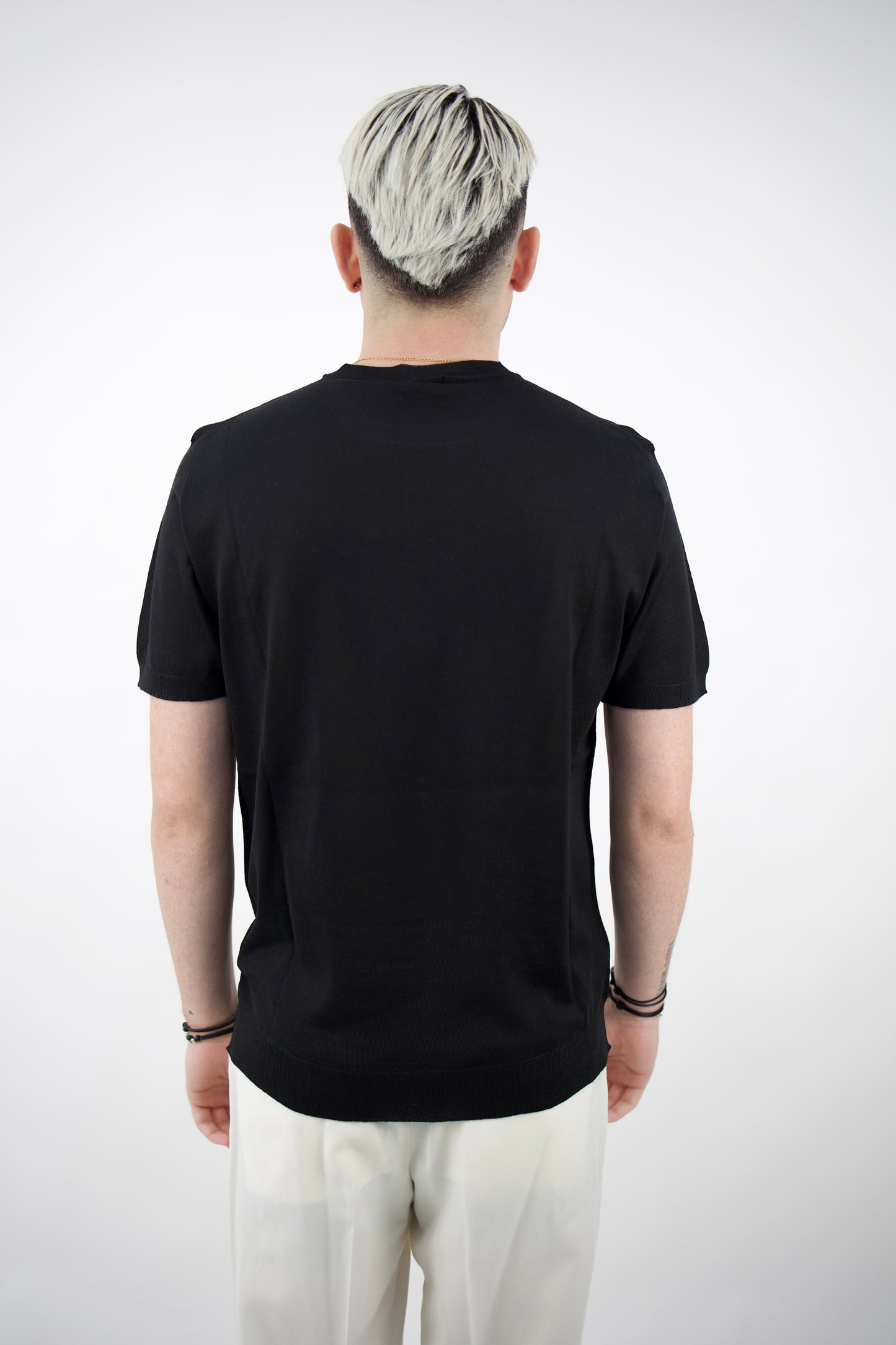 T-SHIRT MISTO SETA NERO SE0227 013 DANIELE FIESOLI
