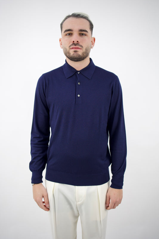 POLO SETA&CASHMERE BLU DC9-14015 NAVY Della Ciana