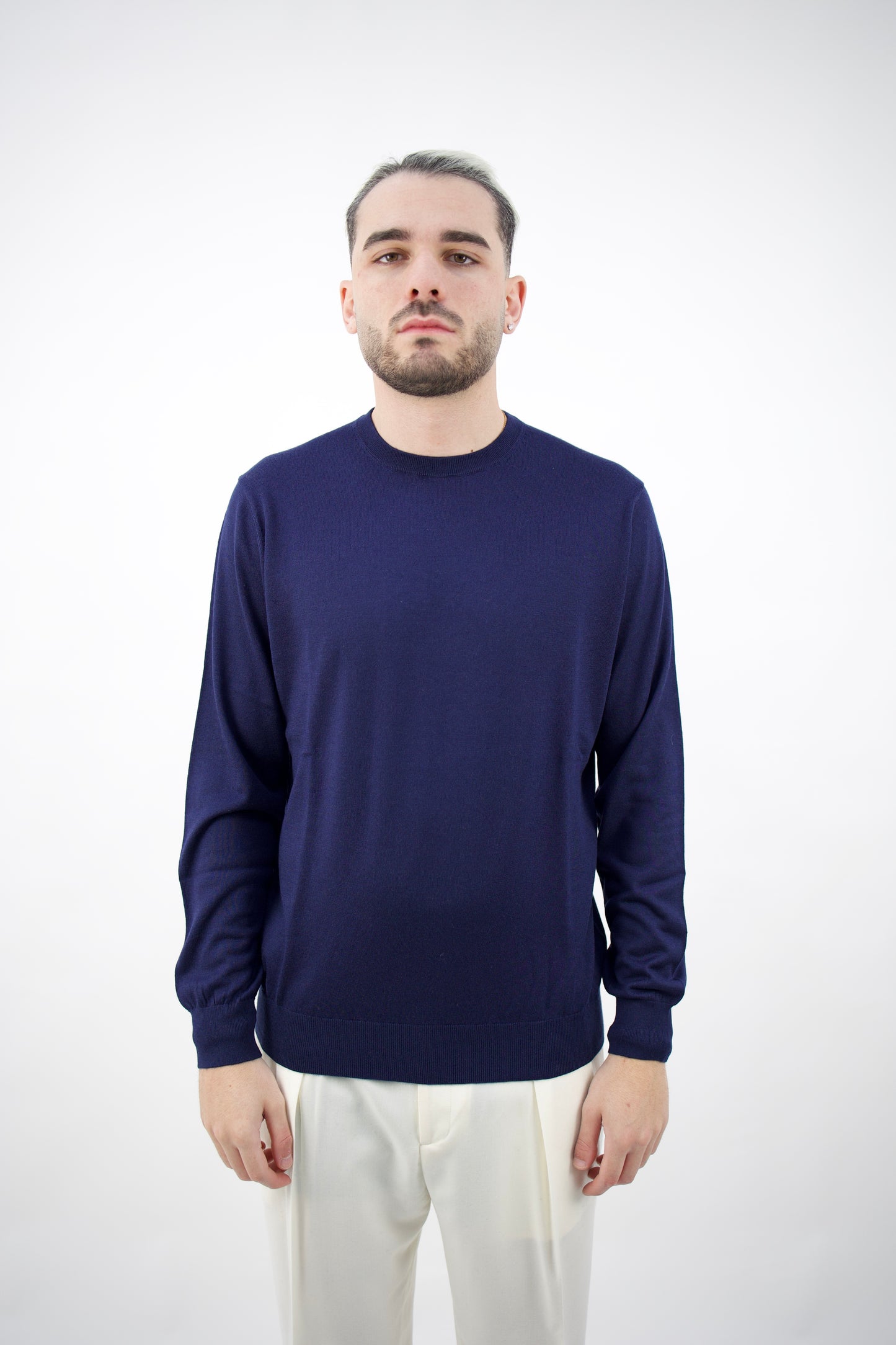 MAGLIA GIROCOLLO IN SETA&CASHMERE BLU DC9-14012 NAVY Della Ciana