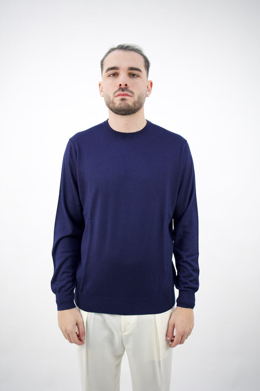 MAGLIA GIROCOLLO IN SETA&CASHMERE BLU DC9-14012 NAVY Della Ciana