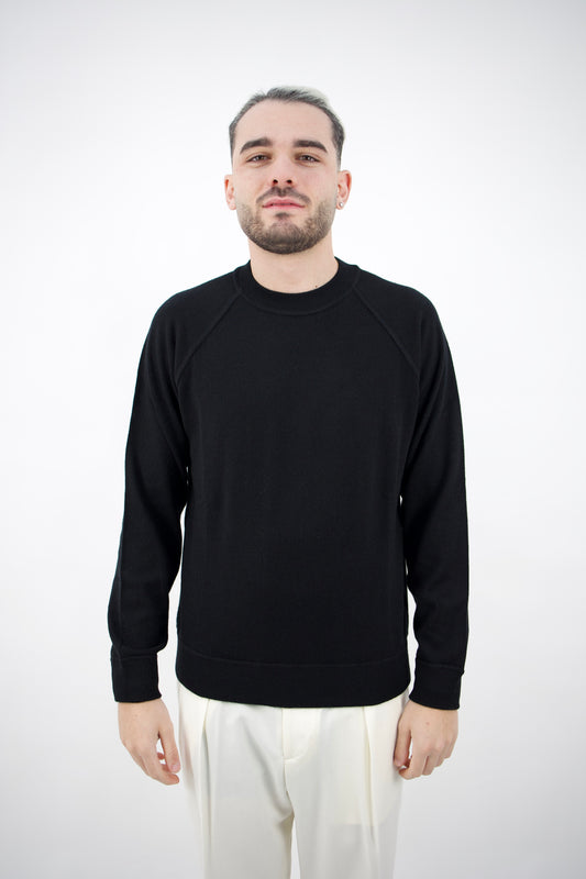 MAGLIONE TAGLIO FELPA CASHMERE NERO DC9-07232 Della Ciana