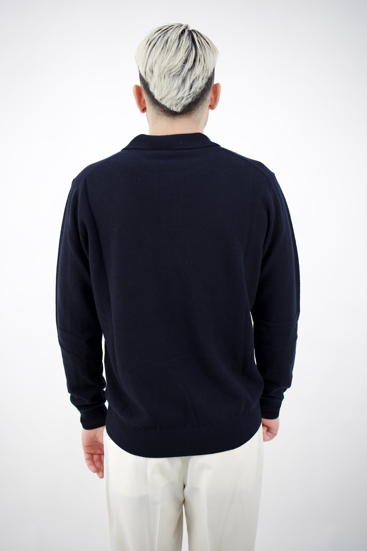 POLO OPEN COLLAR IN LANA NAVY 2561004/01R Altea