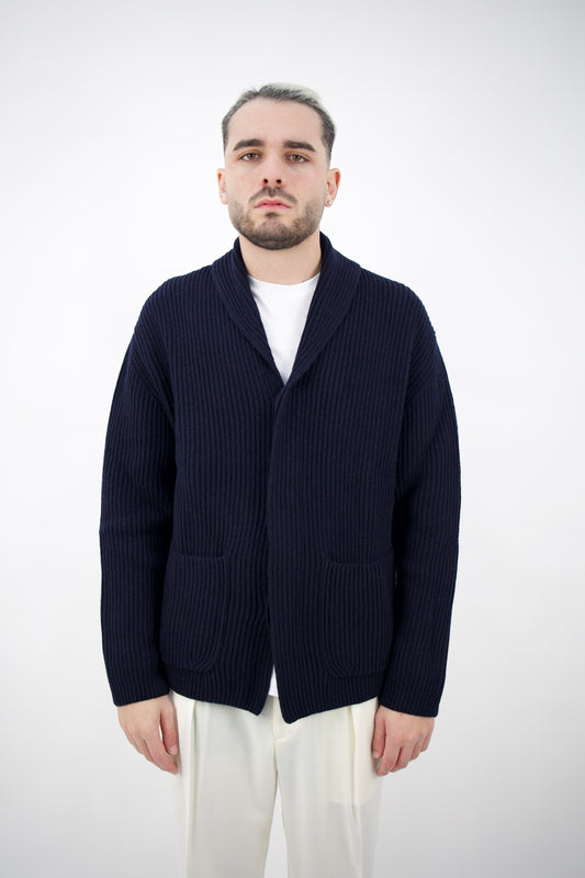 CARDIGAN SCIALLATO IN LANA NAVY 2561151/01R  Altea