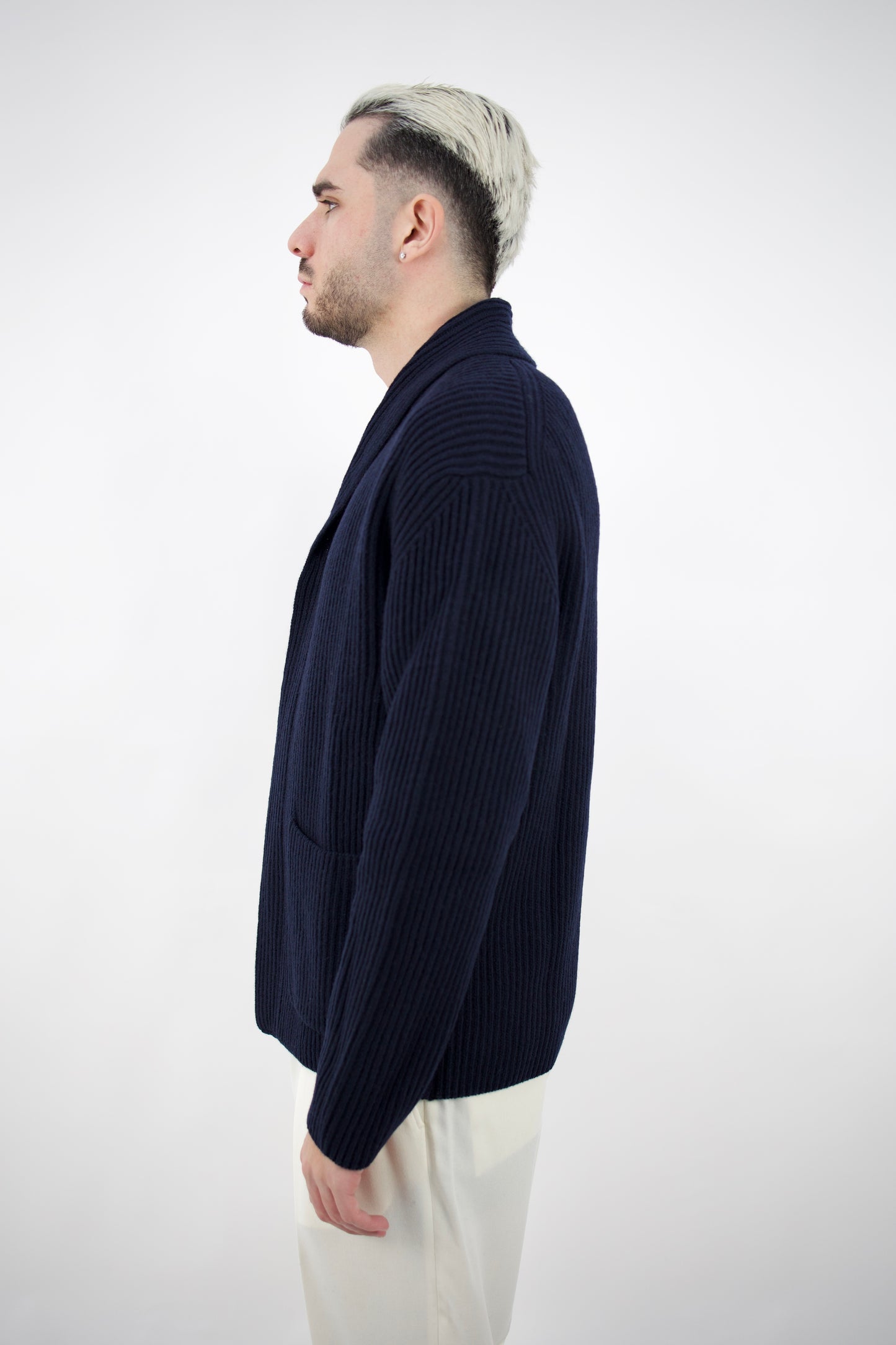 CARDIGAN SCIALLATO IN LANA NAVY 2561151/01R  Altea