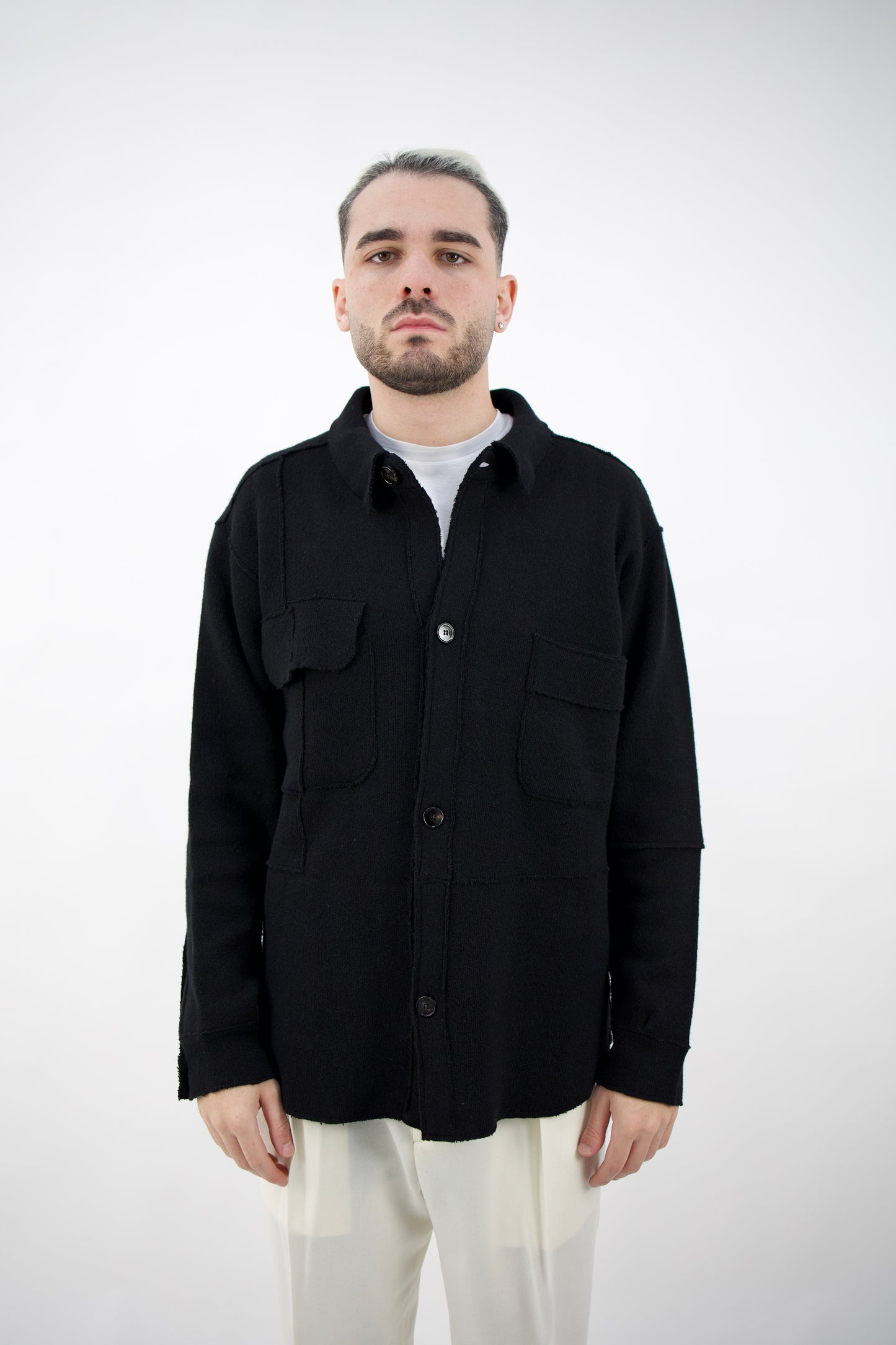 CARDIGAN IN LANA NERO 59546/6 6254 GABRIELE PASINI