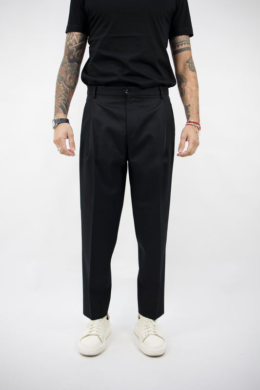 PANTALONE IN LANA NERO MANHATTANSQD 400177 010 Quattro decimi BY Briglia