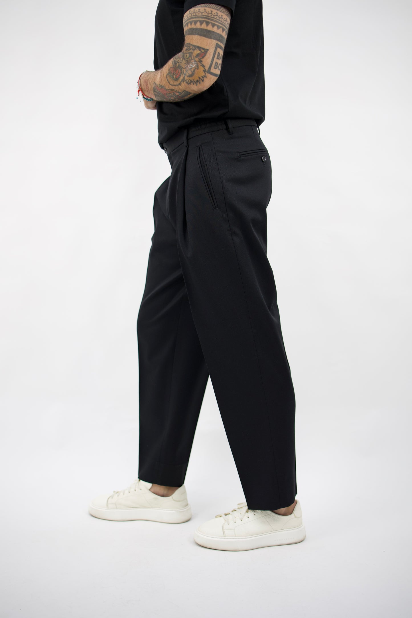 PANTALONE IN LANA NERO MANHATTANSQD 400177 010 Quattro decimi BY Briglia