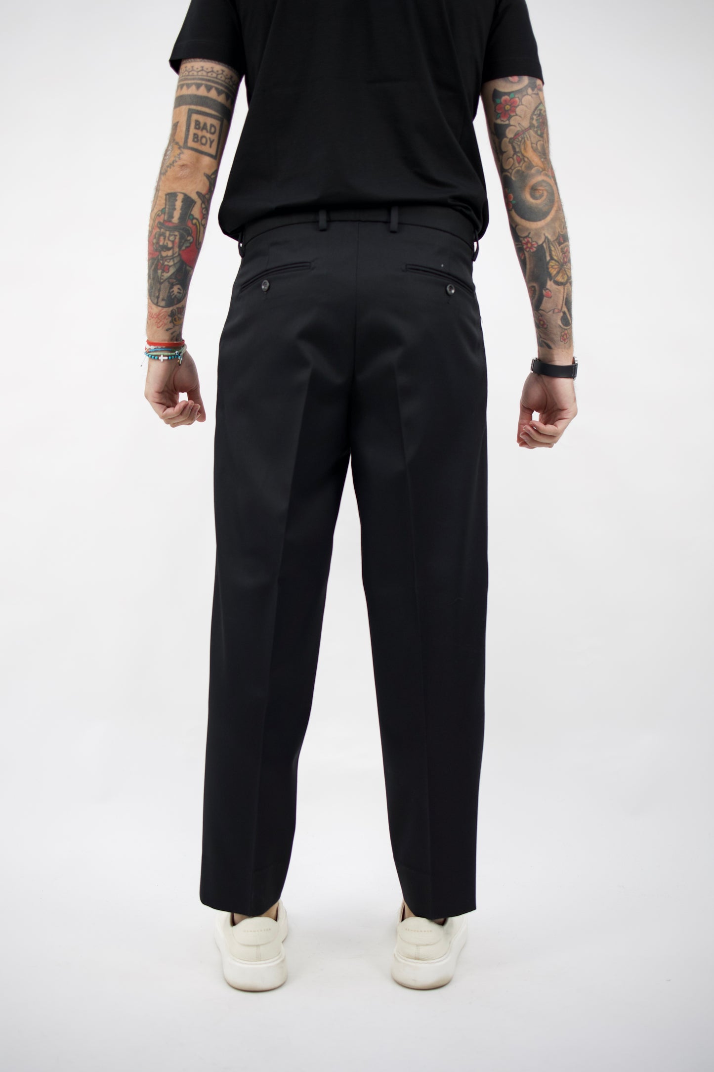 PANTALONE IN LANA NERO MANHATTANSQD 400177 010 Quattro decimi BY Briglia