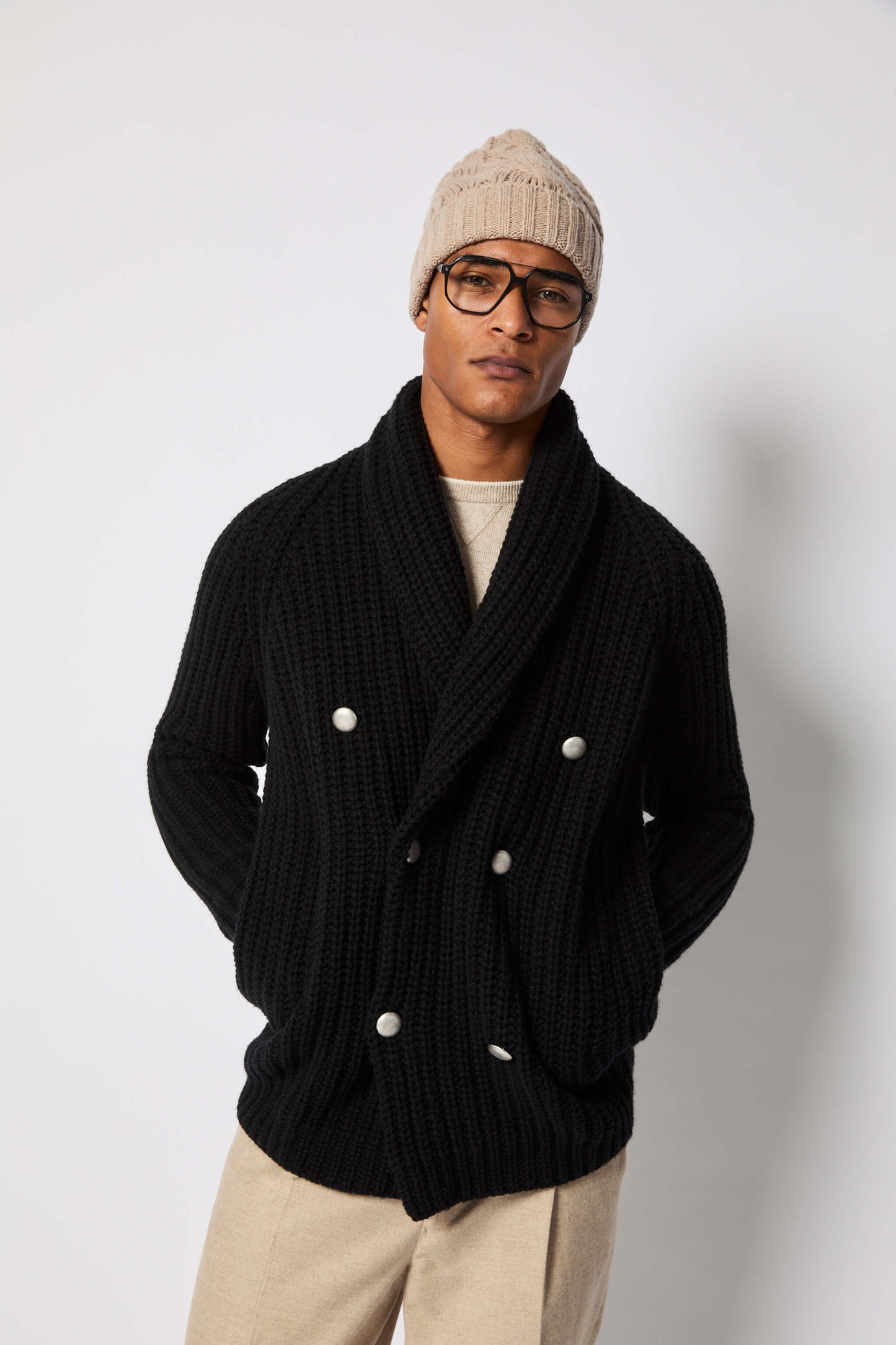 CARDIGAN DOPPIOPETTO NERO 59687/6 6385 L.B.M.