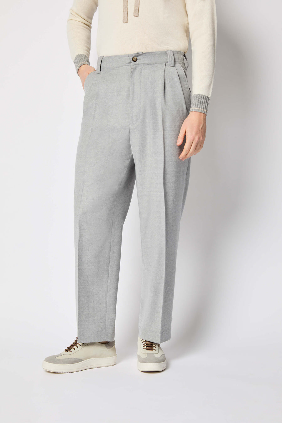 PANTALONE MARK GRIGIO MELANGE IN LANA 54515/2 8182  L.B.M.
