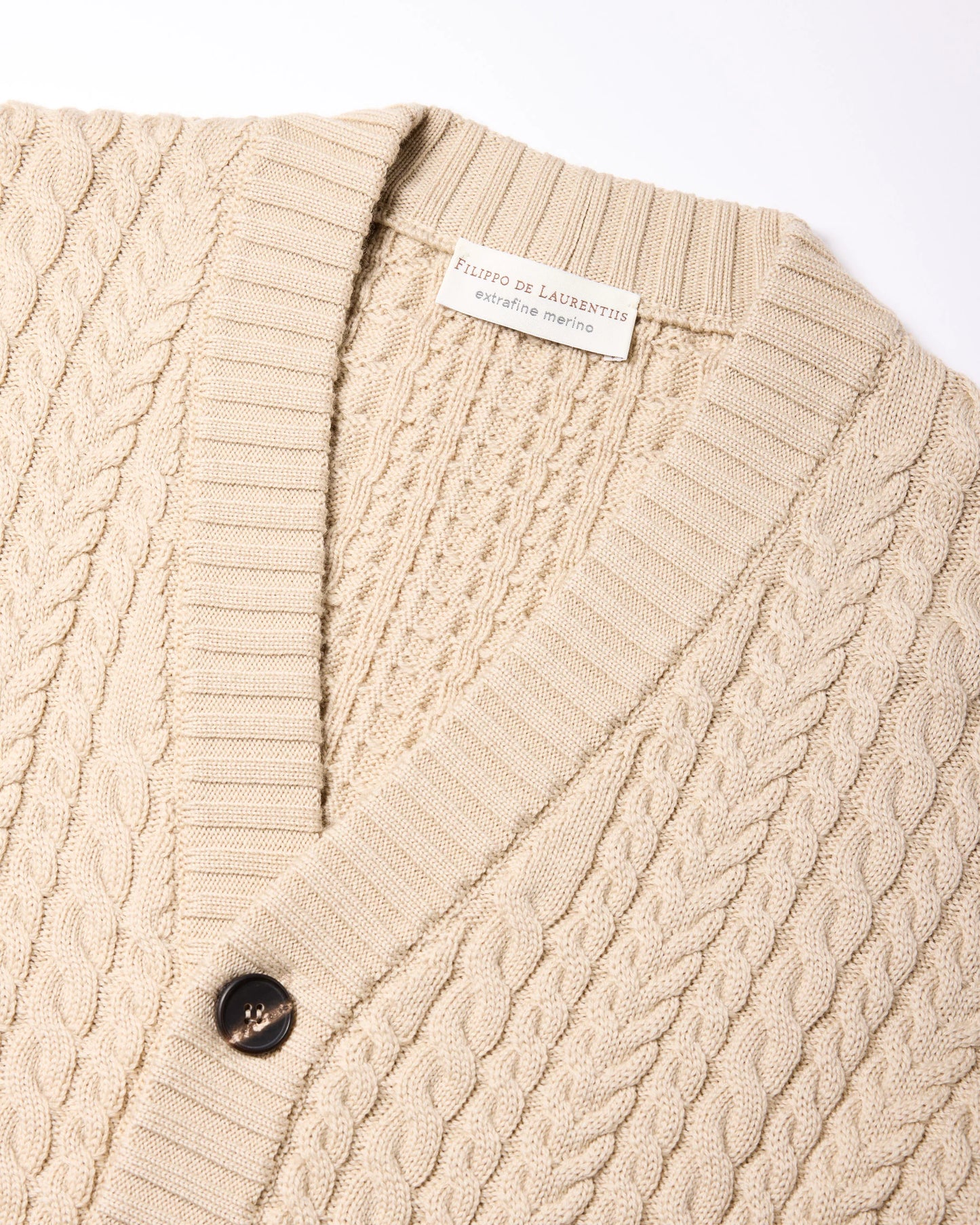 CARDIGAN TRECCIA IN LANA SABBIA CB3ML WM7Y  061 Filippo De Lurentiis