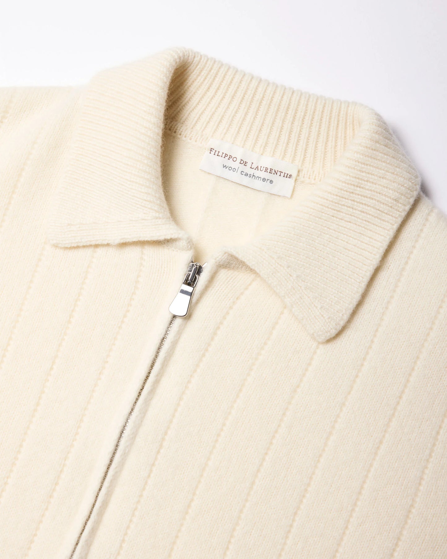 MAGLIA FULL ZIP A POLO LATTE FP3ML WC7C 020 Filippo De Lurentiis