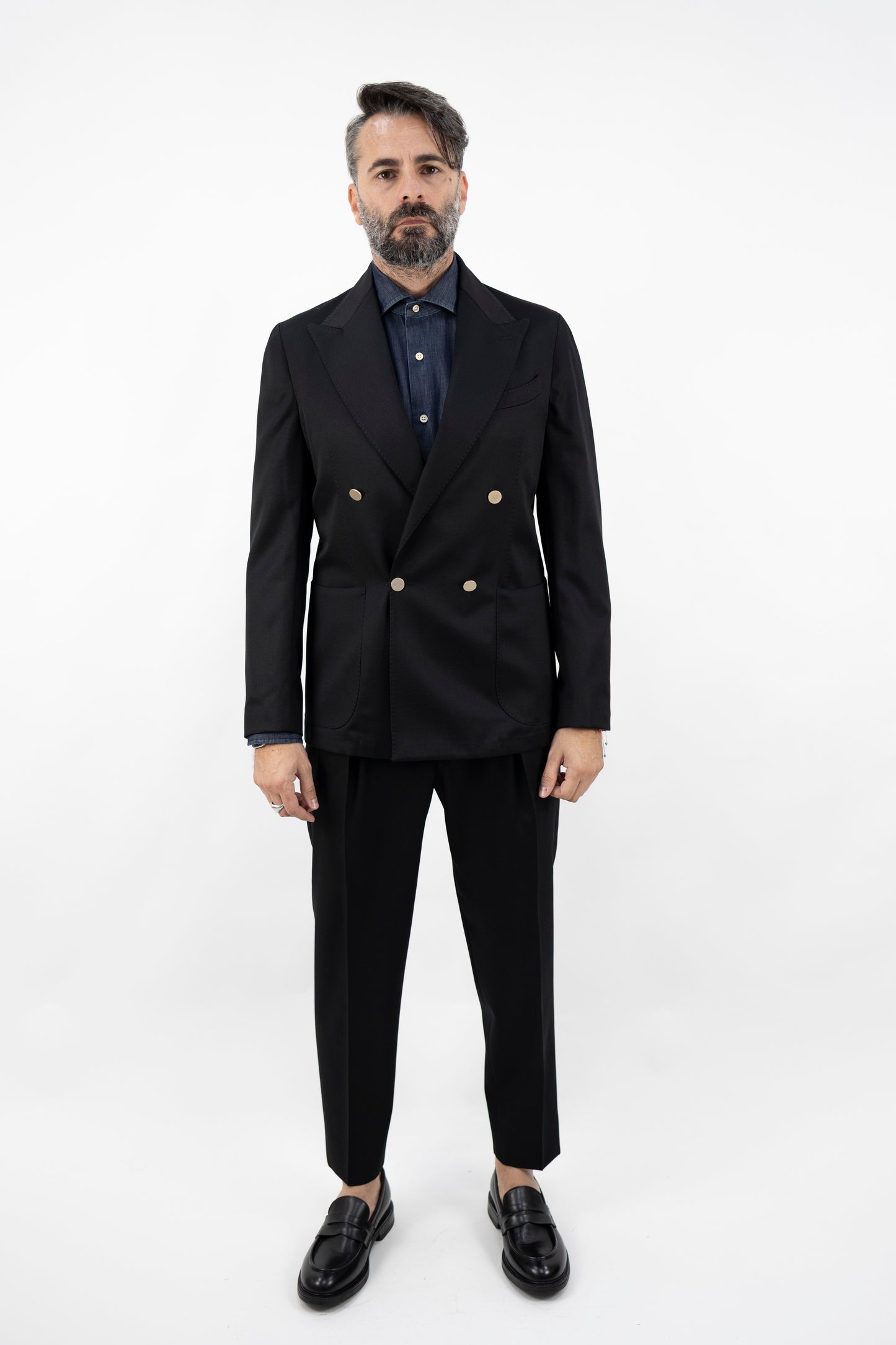 ABITO NERO IN LANA BOLGHERIPOQD 400177B 010 Quattro decimi BY Briglia