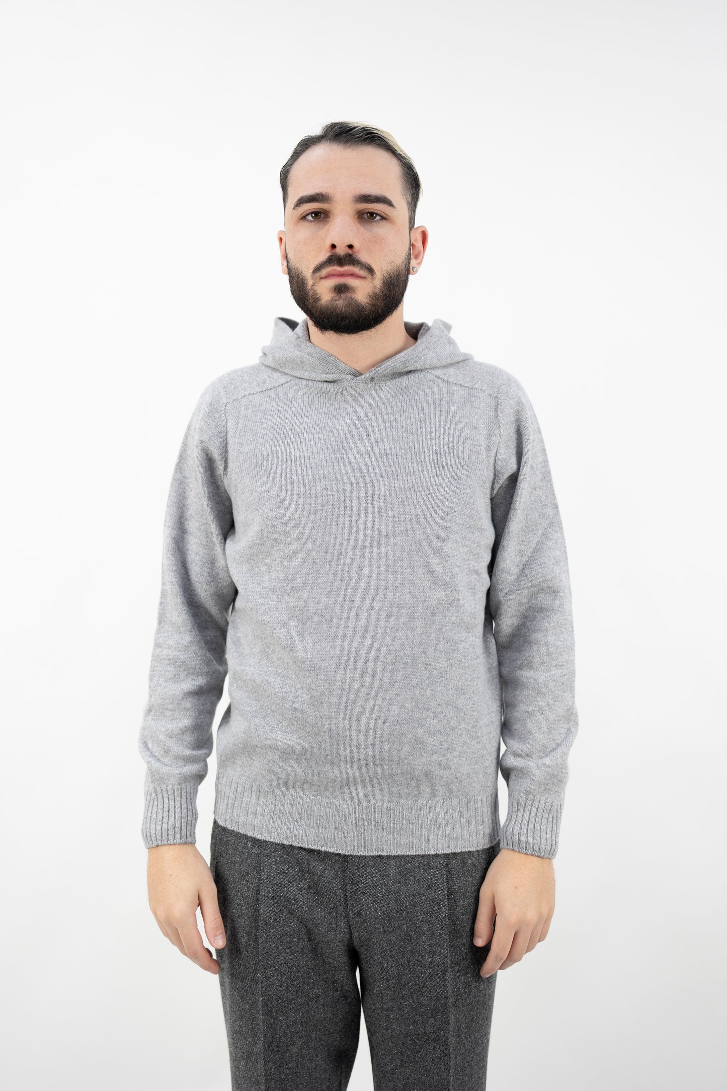 MAGLIA CAPPUCCIO IN LANA GRIGIO 24122/25024 071 GRAN SASSO