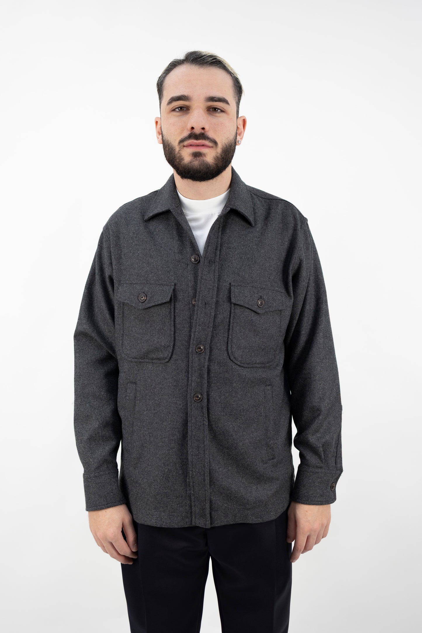 CAMICIA OVER GRIGIO SCURO SRYHN9MUX1 Tintoria Mattei 954