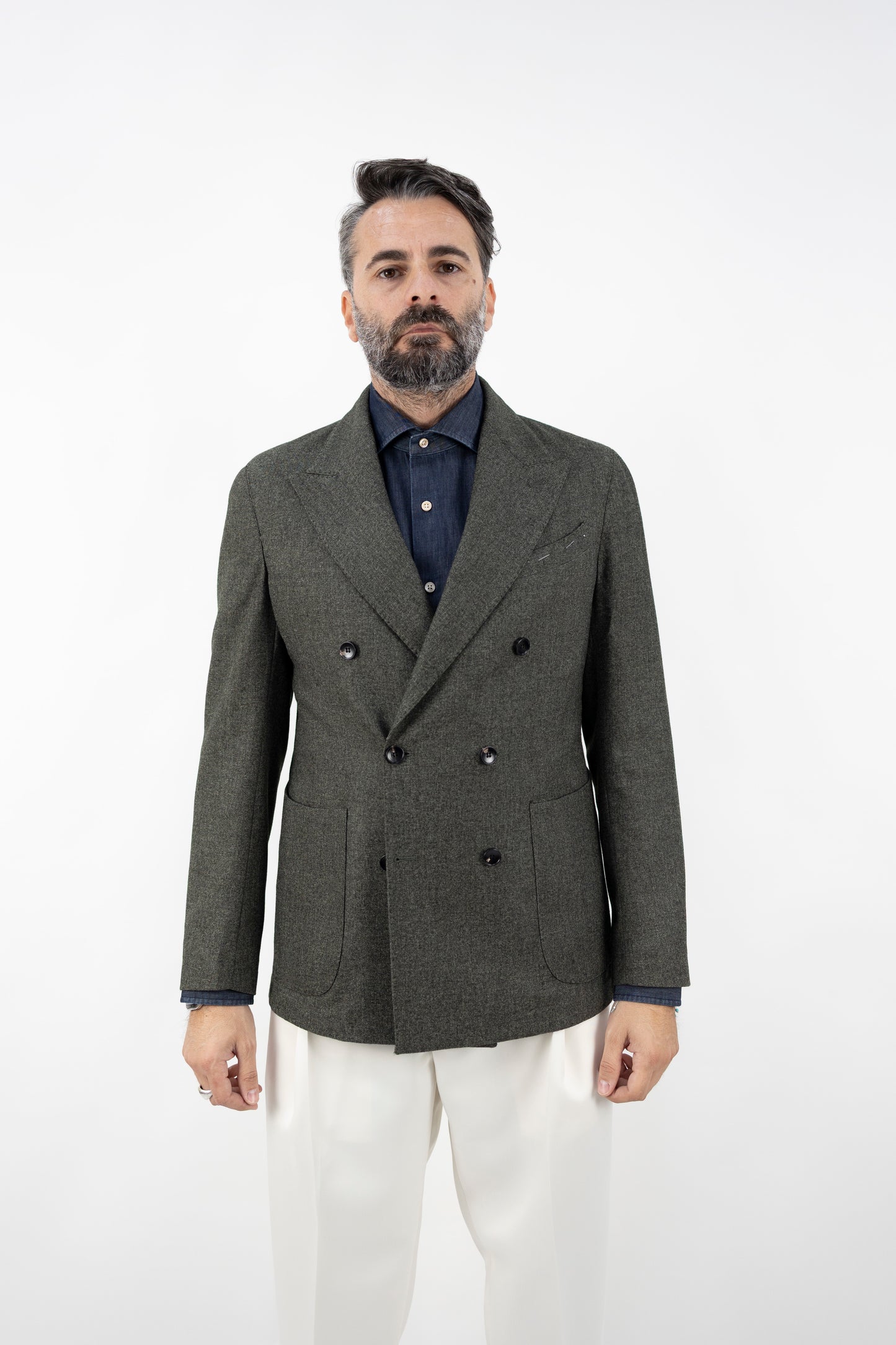 GIACCA DOPPIOPETTO VERDE PETRUSQD 400125 072 Quattro decimi BY Briglia