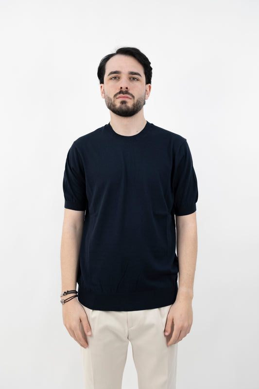 T-Shirt Seta Cotone Blu - Maglieria - Altea