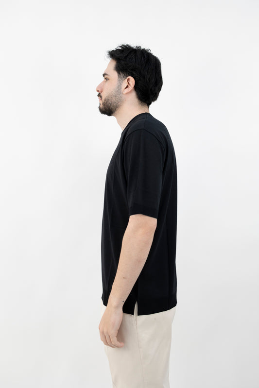 T-Shirt Lyocell Nero- Maglieria - Altea